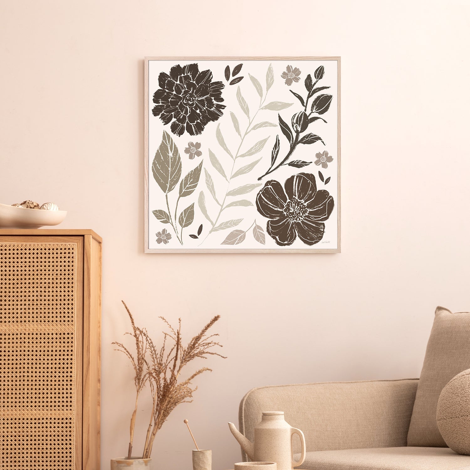 wall-art-print-canvas-poster-framed-Flower Feast, Style A, Brown-8