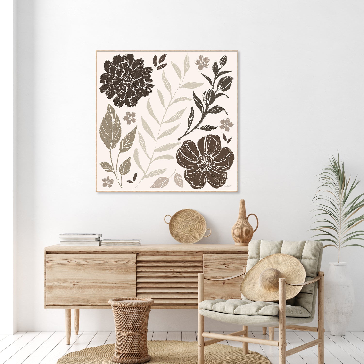 wall-art-print-canvas-poster-framed-Flower Feast, Style A, Brown-9