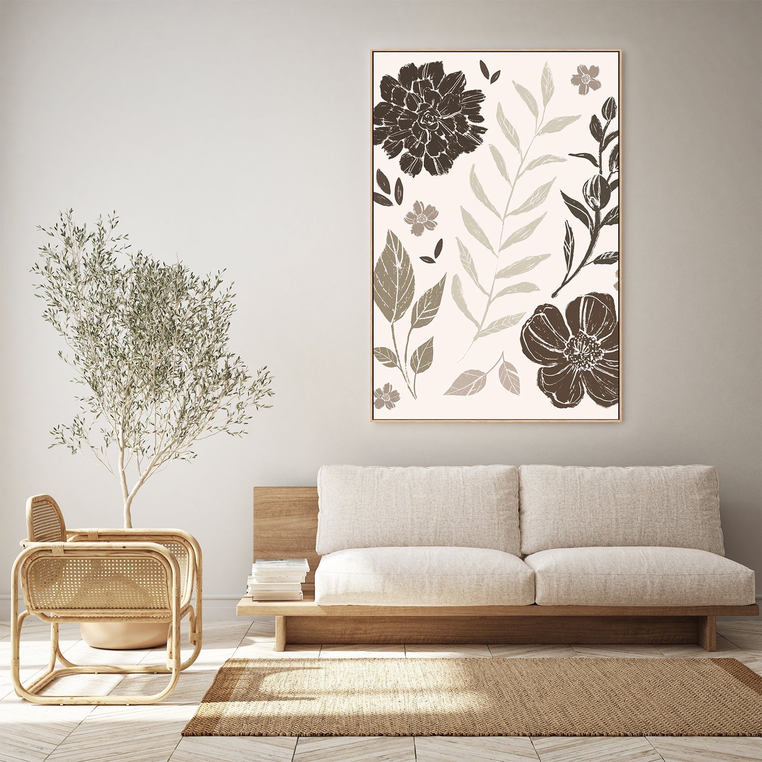 wall-art-print-canvas-poster-framed-Flower Feast, Style A, Brown v2-9