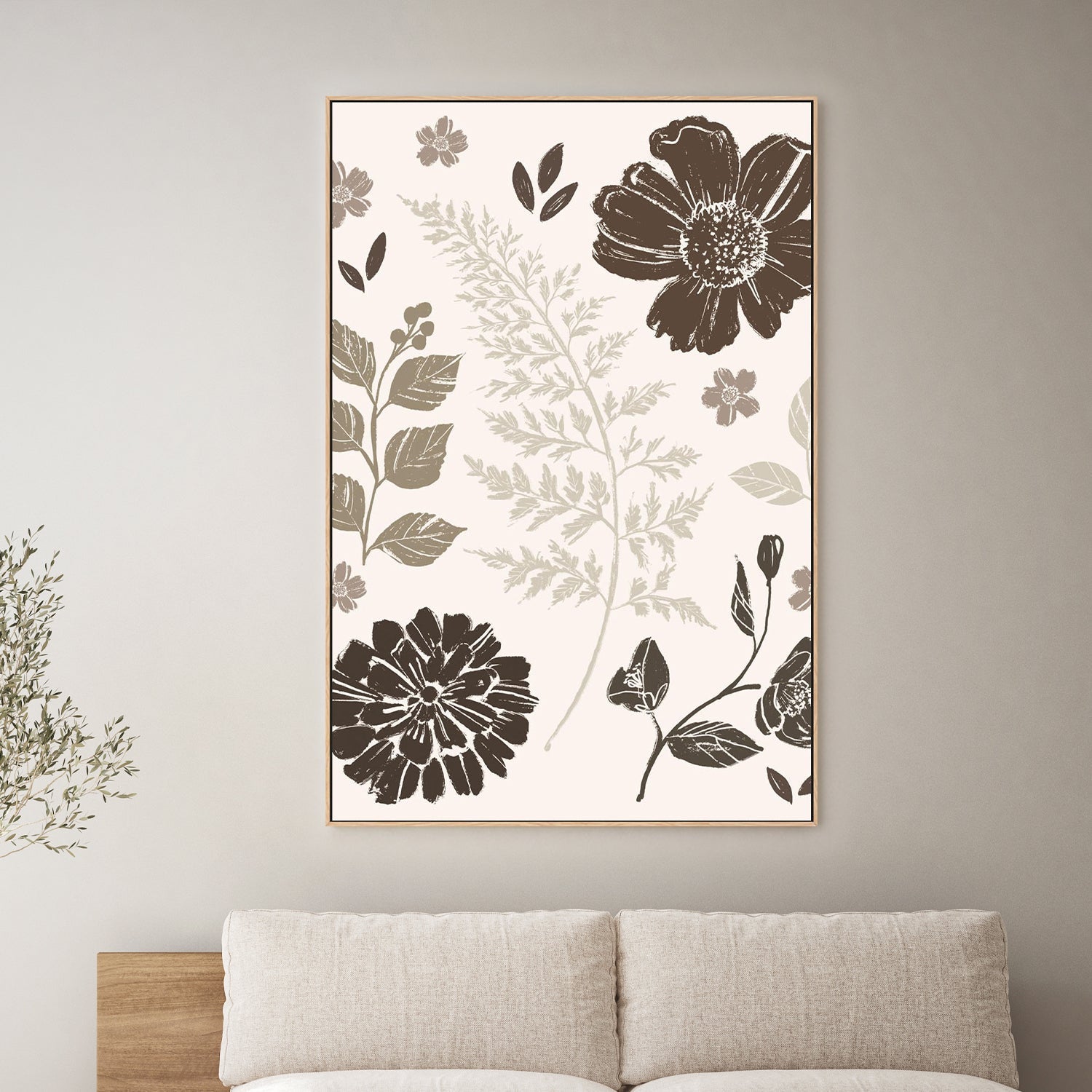 wall-art-print-canvas-poster-framed-Flower Feast , Style B, Brown v2-2