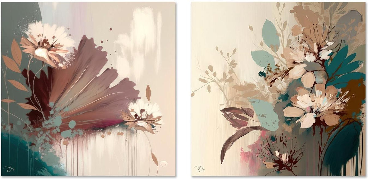 wall-art-print-canvas-poster-framed-Flower Field, Style A & B, Set Of 2 , By Bella Eve-GIOIA-WALL-ART