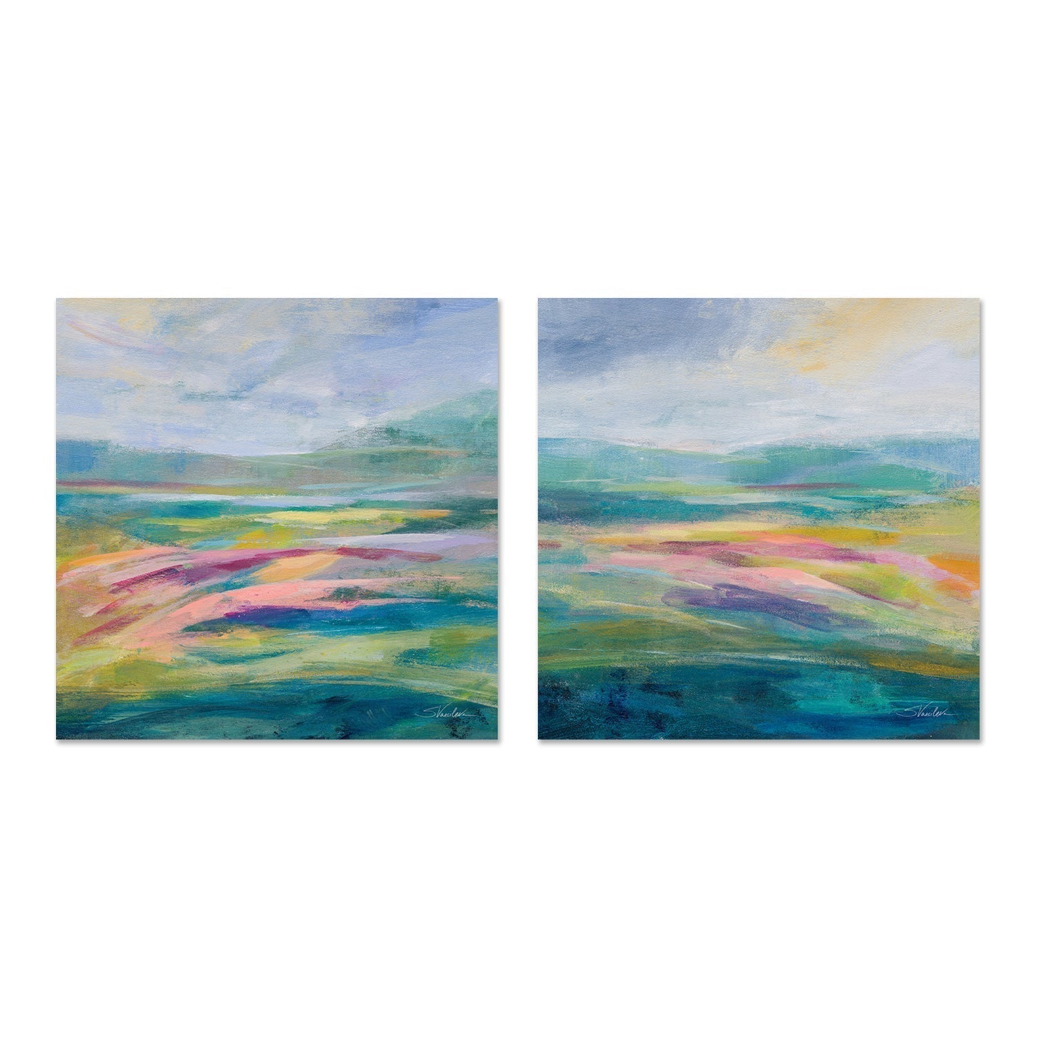 wall-art-print-canvas-poster-framed-Flower Hill, Set of 2-by-Silvia Vassileva-Gioia Wall Art