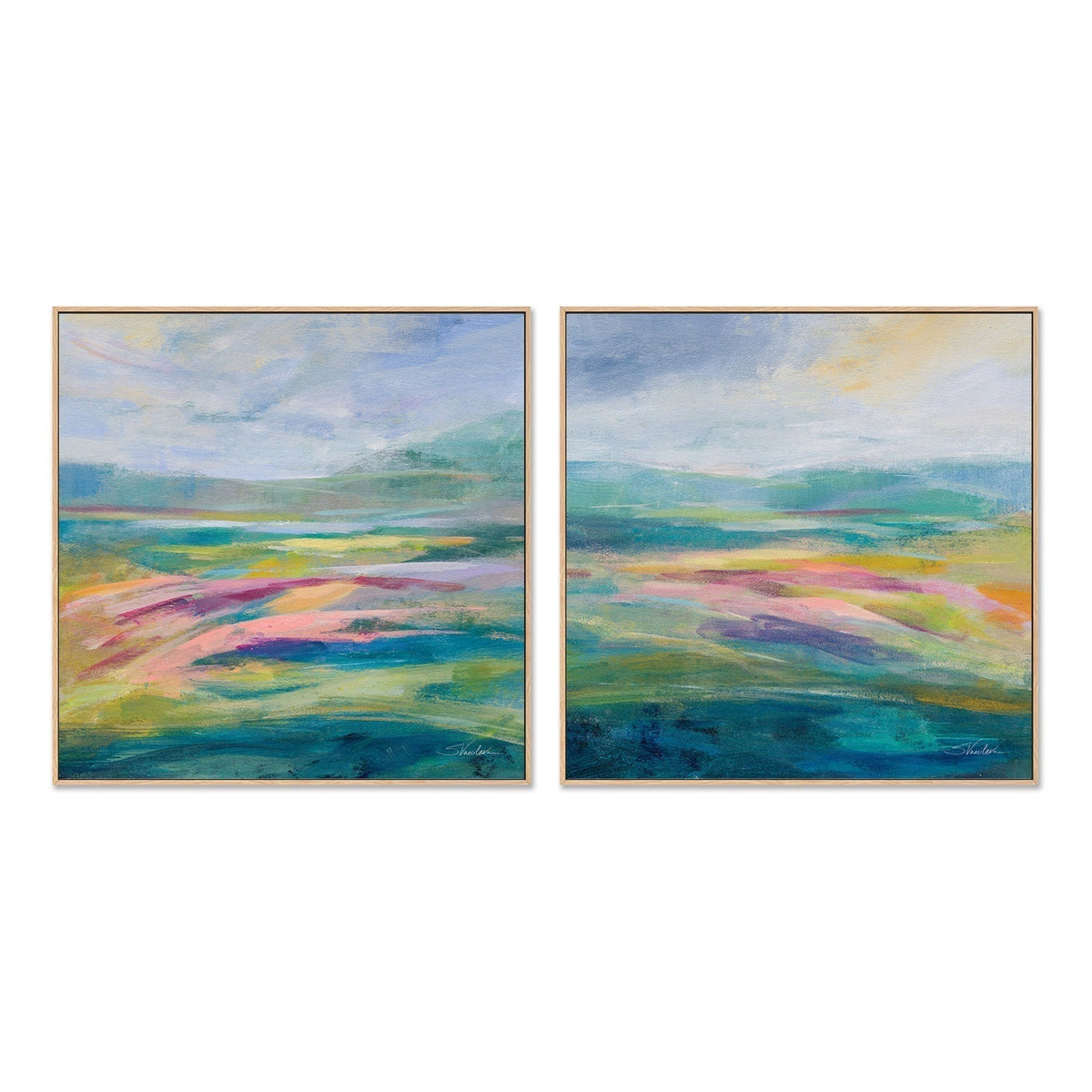wall-art-print-canvas-poster-framed-Flower Hill, Set of 2-by-Silvia Vassileva-Gioia Wall Art