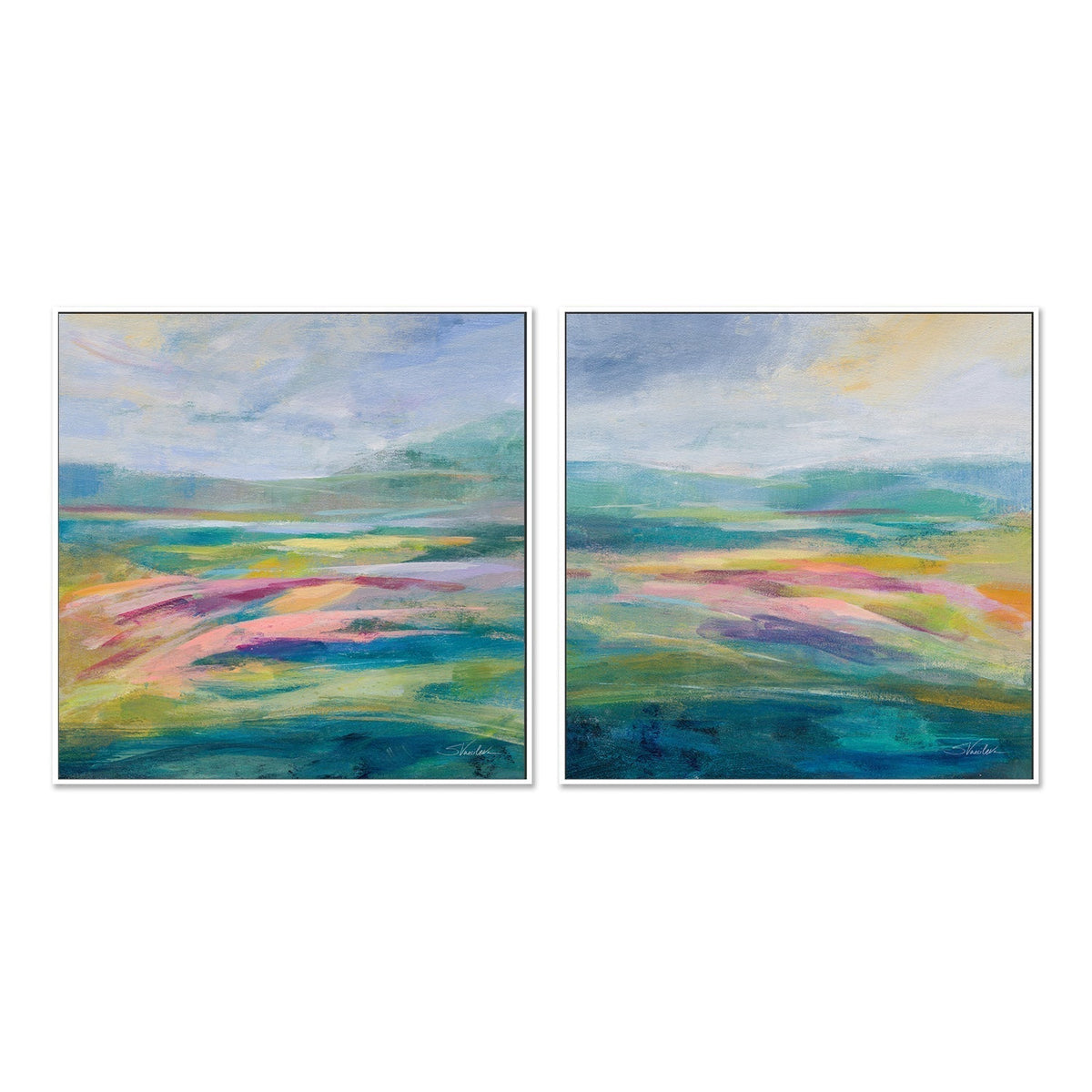 wall-art-print-canvas-poster-framed-Flower Hill, Set of 2-by-Silvia Vassileva-Gioia Wall Art