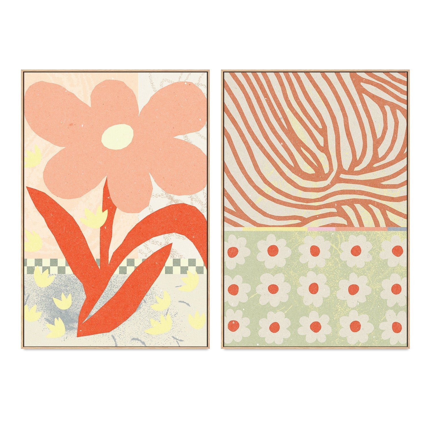 wall-art-print-canvas-poster-framed-Flowers Composition,Set of 2-4