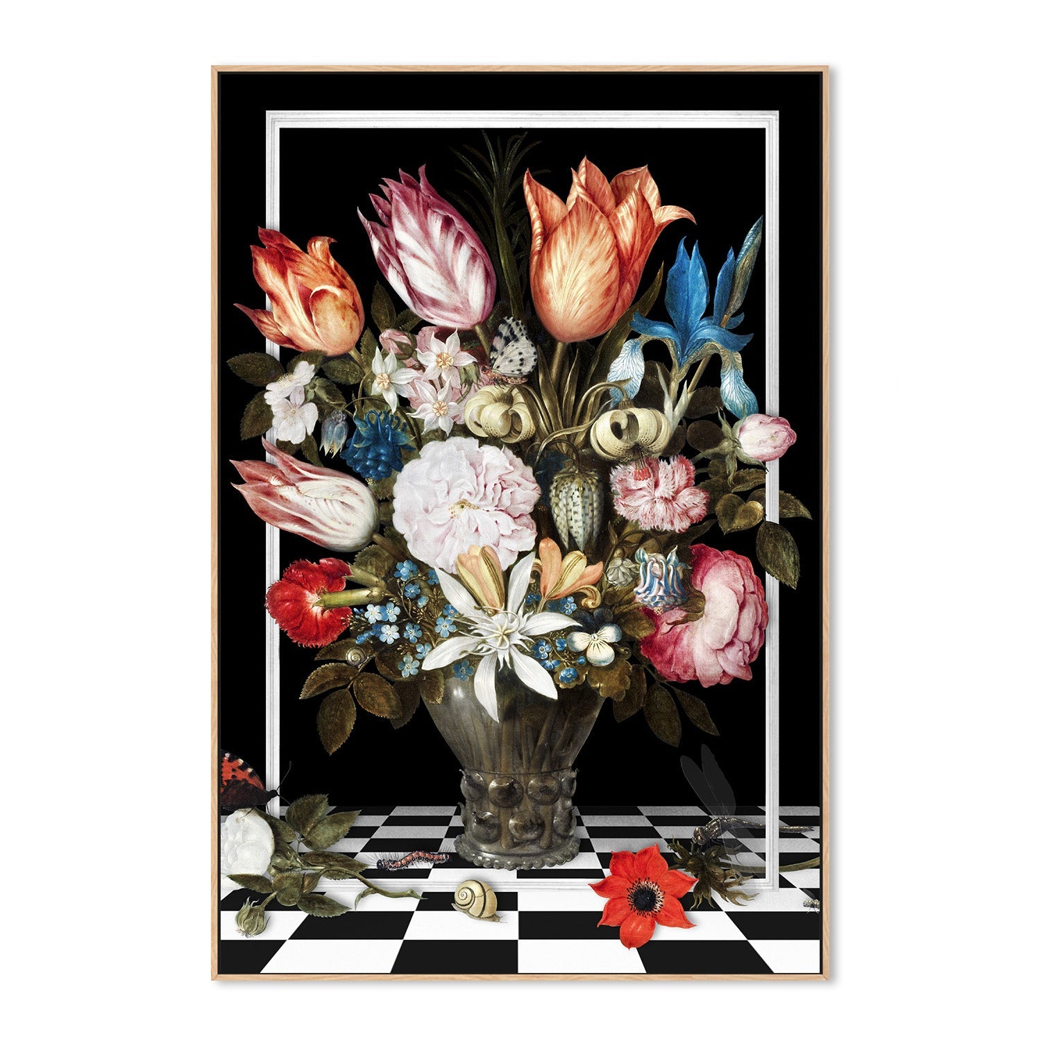 wall-art-print-canvas-poster-framed-Flowers In a Glass Vase-the Remix-4