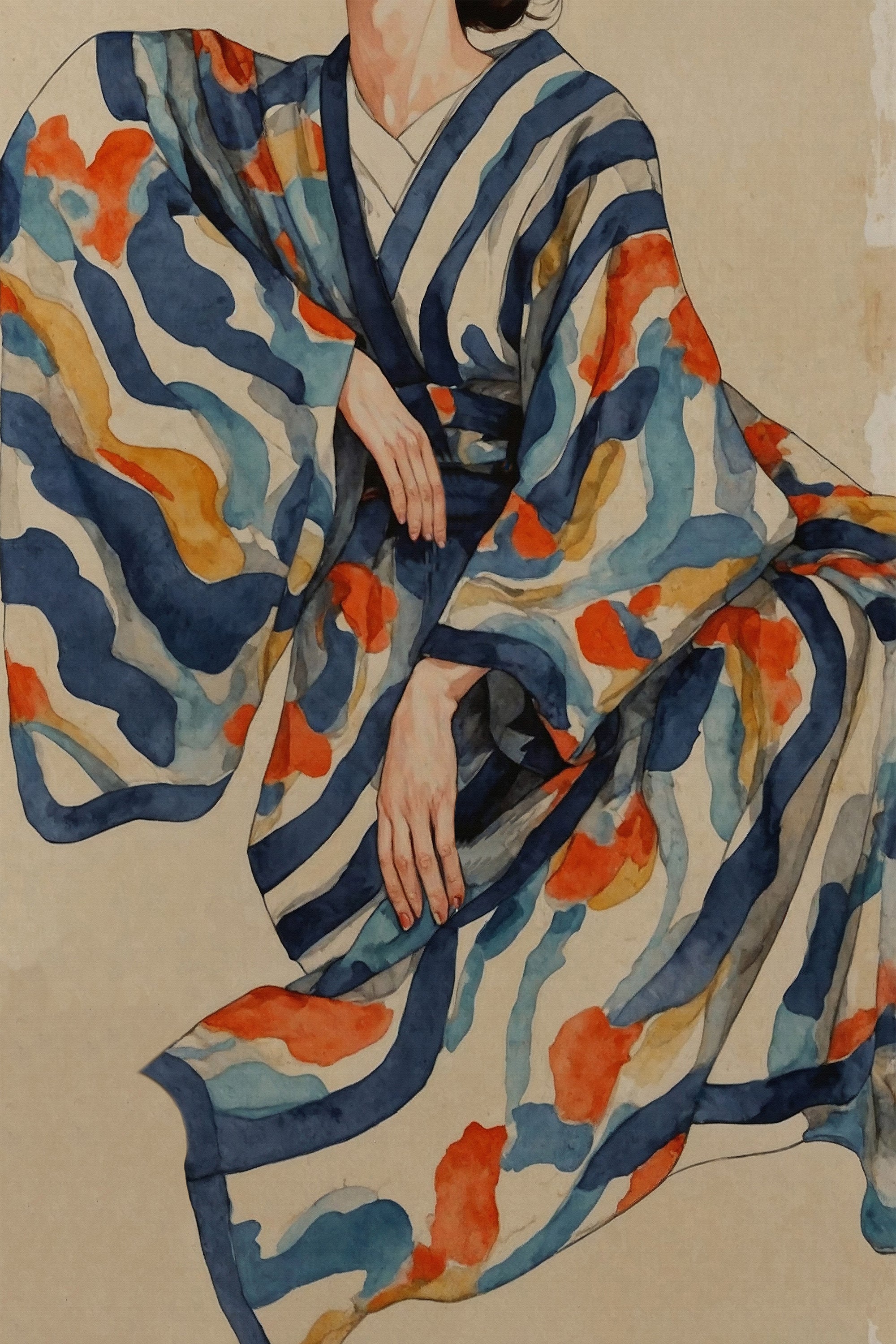 wall-art-print-canvas-poster-framed-Flowing Kimono Patterns-1