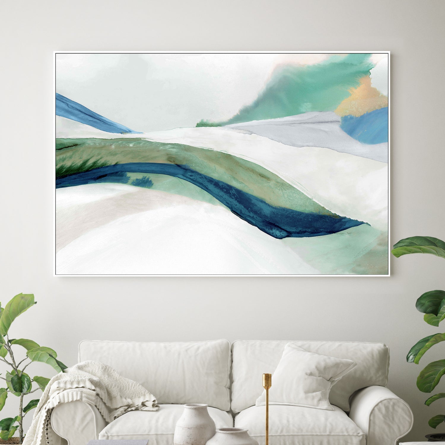 wall-art-print-canvas-poster-framed-Flowing Serenity Over White Hills-2