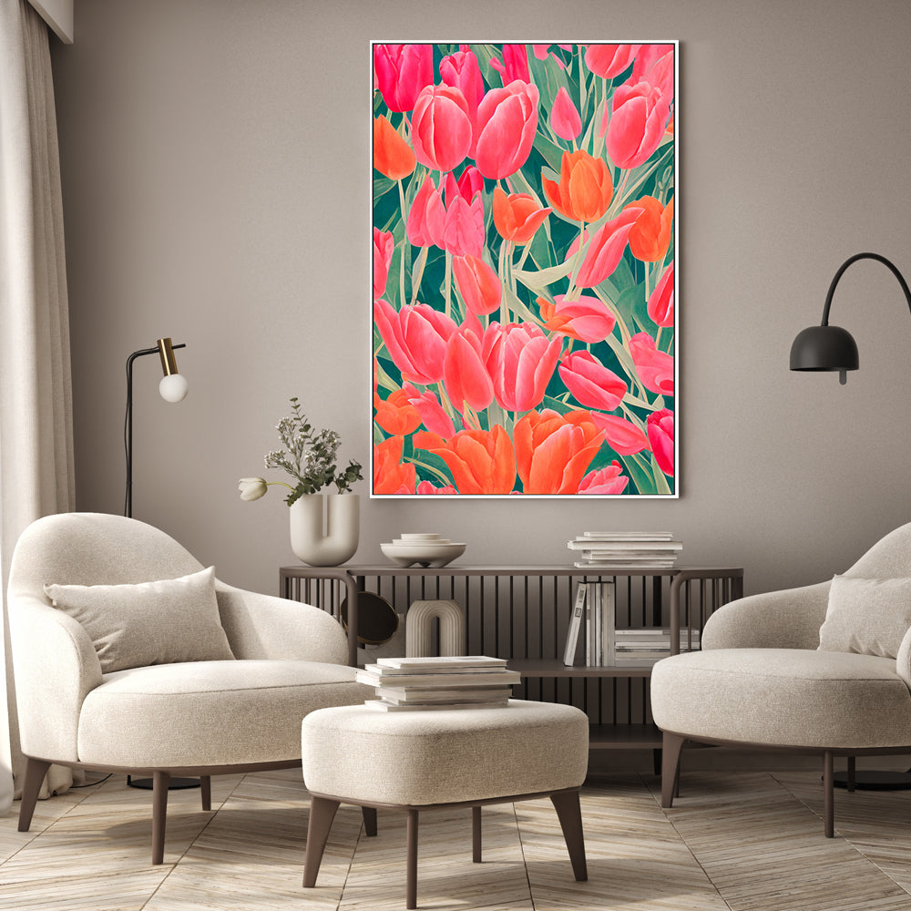 wall-art-print-canvas-poster-framed-Fluro Pink Tulips , By Treechild-GIOIA-WALL-ART