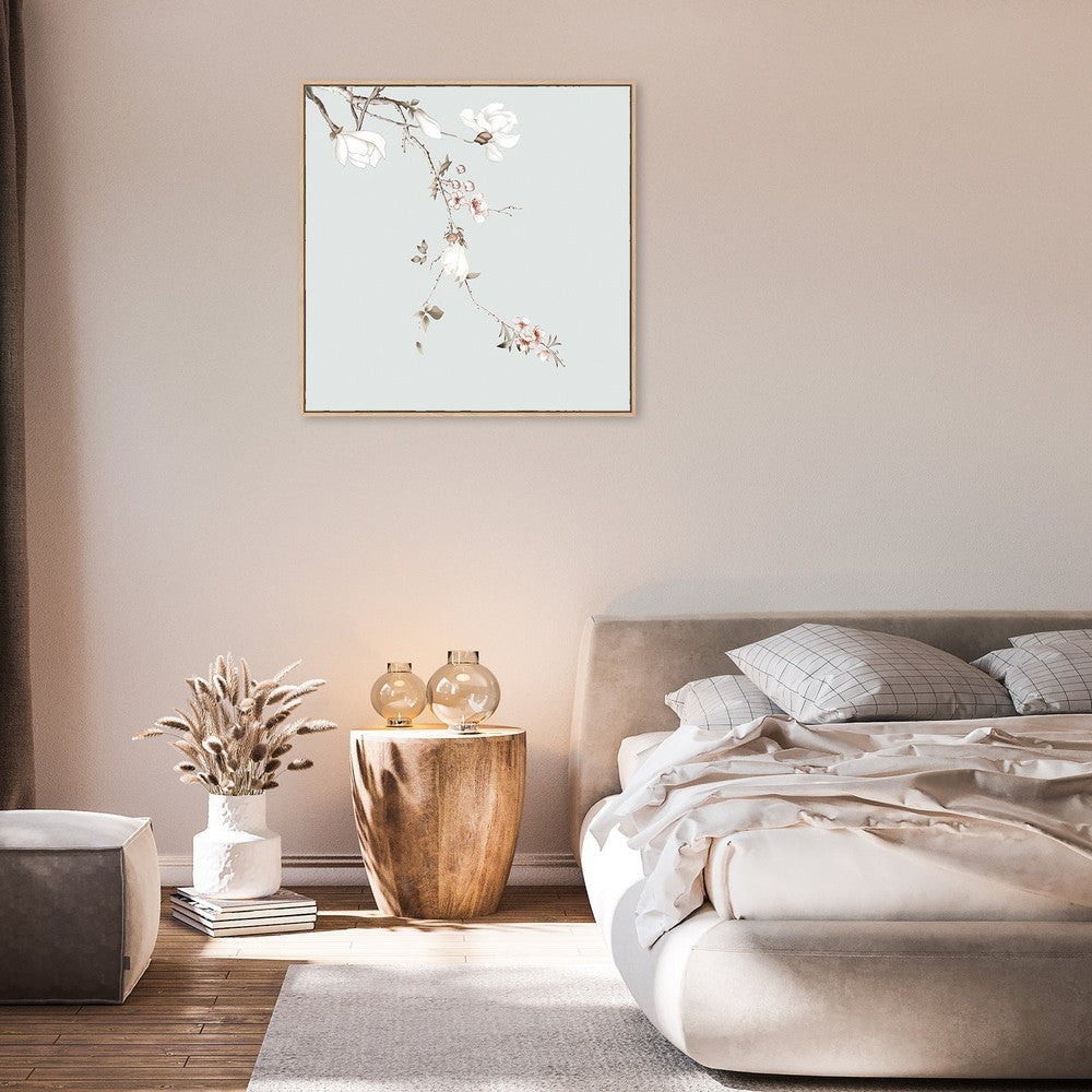wall-art-print-canvas-poster-framed-Forcasting Spring, Magnolia And Peach Blossom In Pastel Green Background, Style B-by-Gioia Wall Art-Gioia Wall Art