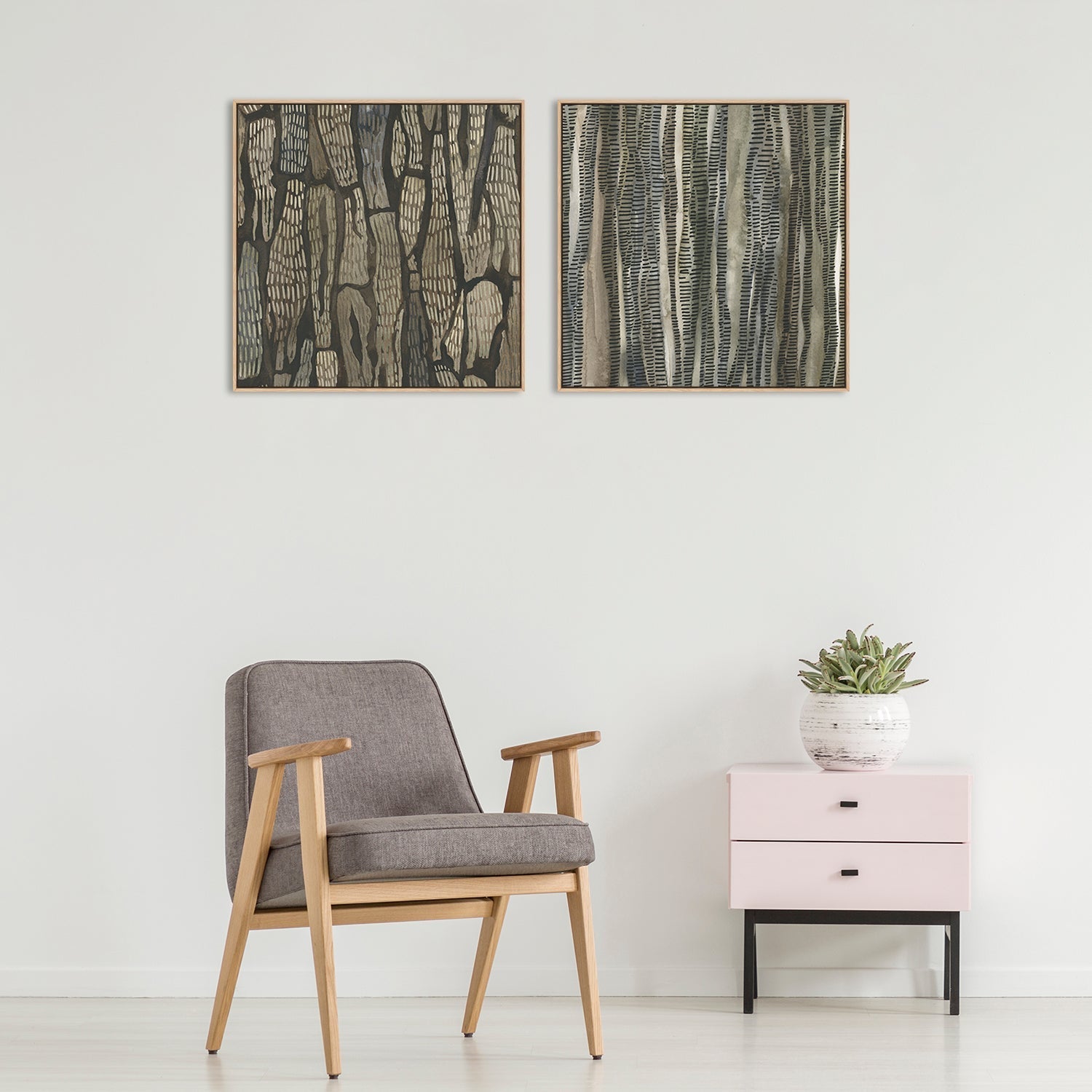 wall-art-print-canvas-poster-framed-Forest Pattern, Set Of 2-by-Emily Wood-Gioia Wall Art