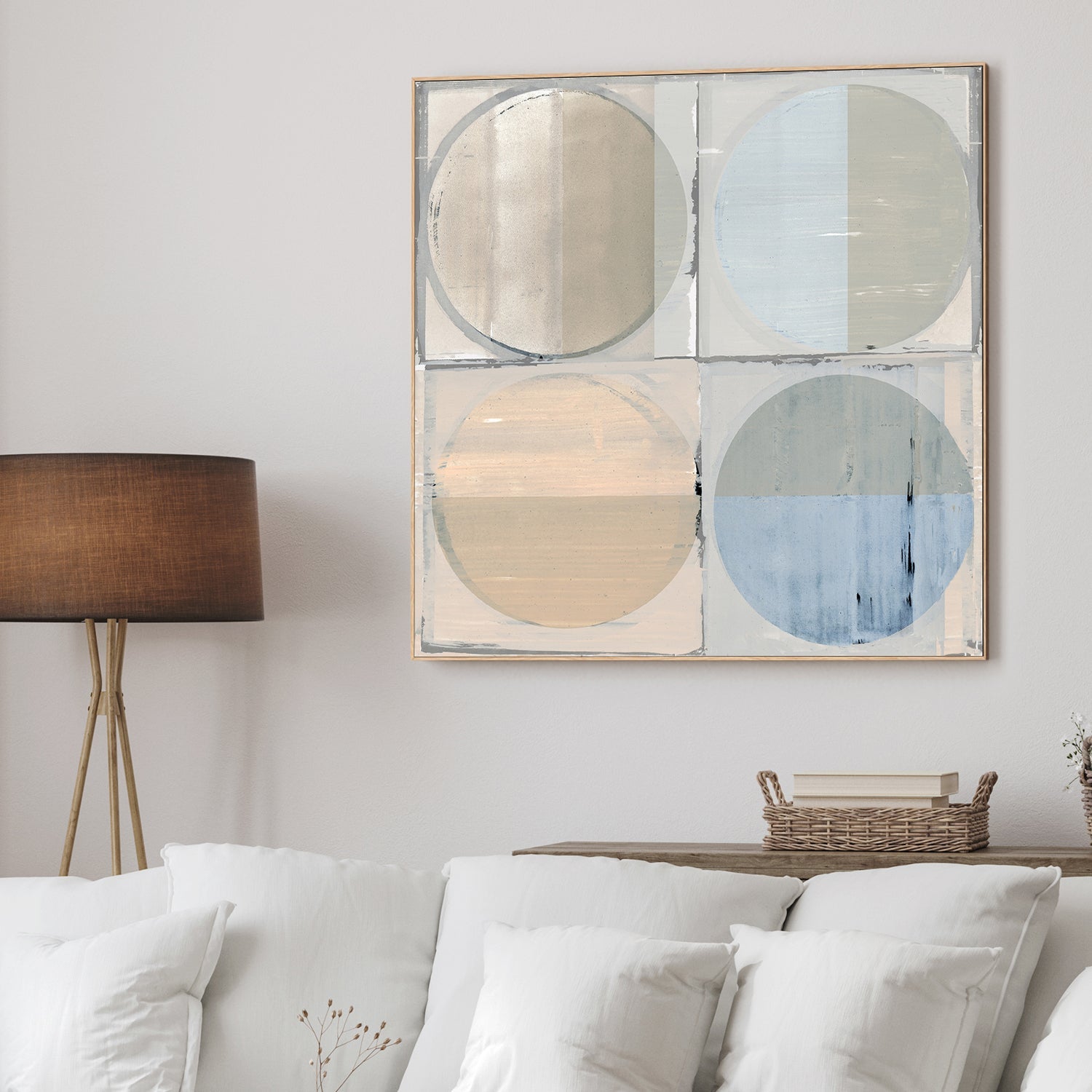 wall-art-print-canvas-poster-framed-Four Circles and Squares Art Print , Style A-2