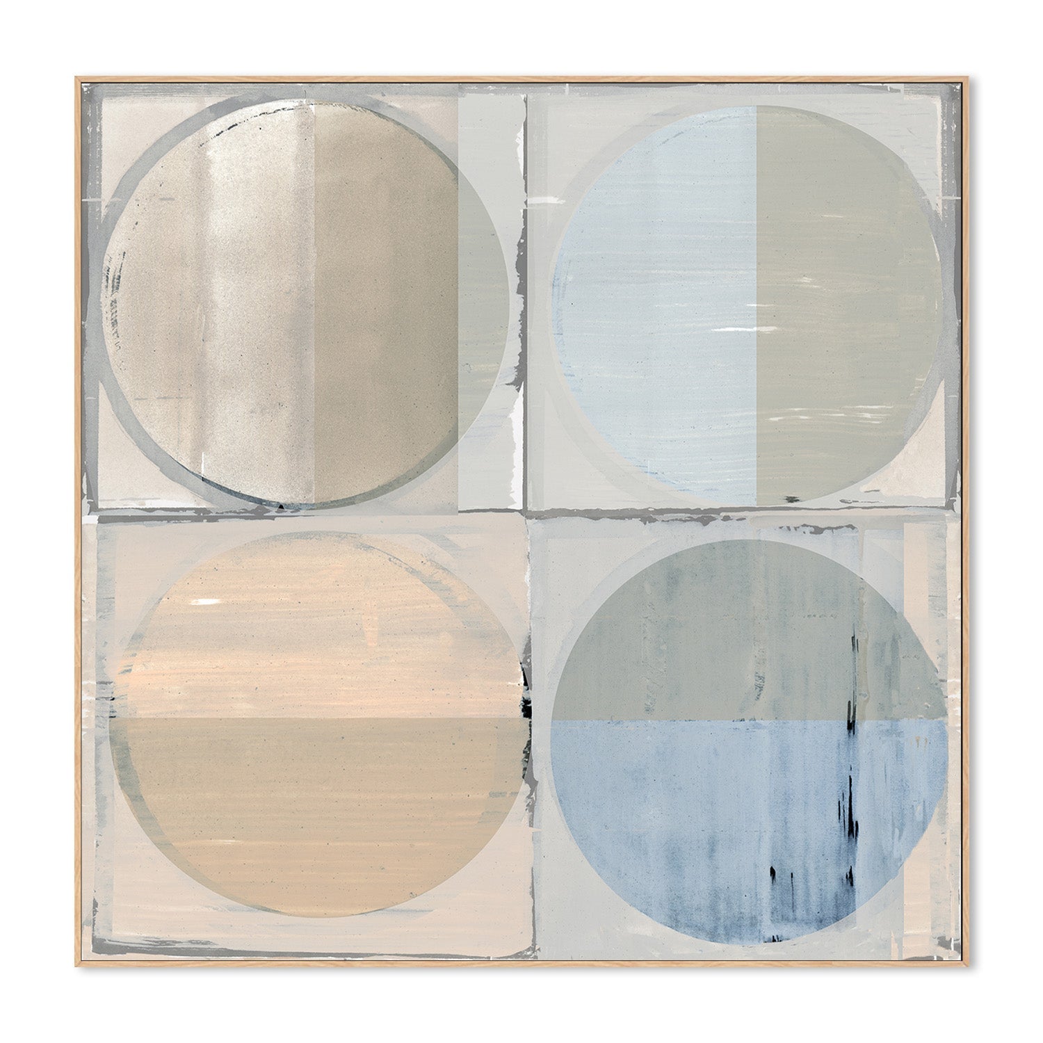 wall-art-print-canvas-poster-framed-Four Circles and Squares Art Print , Style A-4
