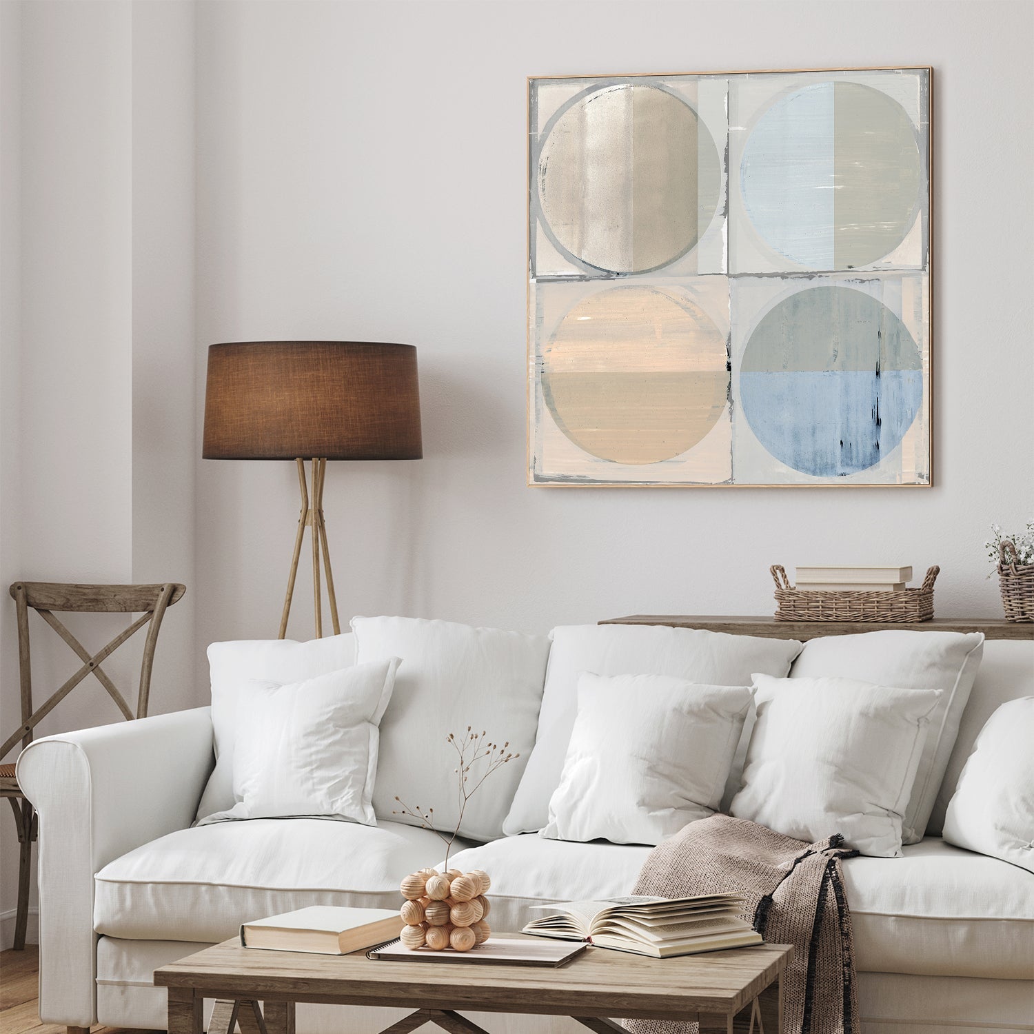 wall-art-print-canvas-poster-framed-Four Circles and Squares Art Print , Style A-7