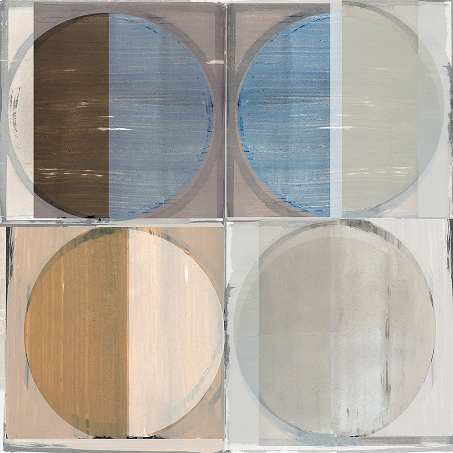 wall-art-print-canvas-poster-framed-Four Circles and Squares Art Print, Style B-1