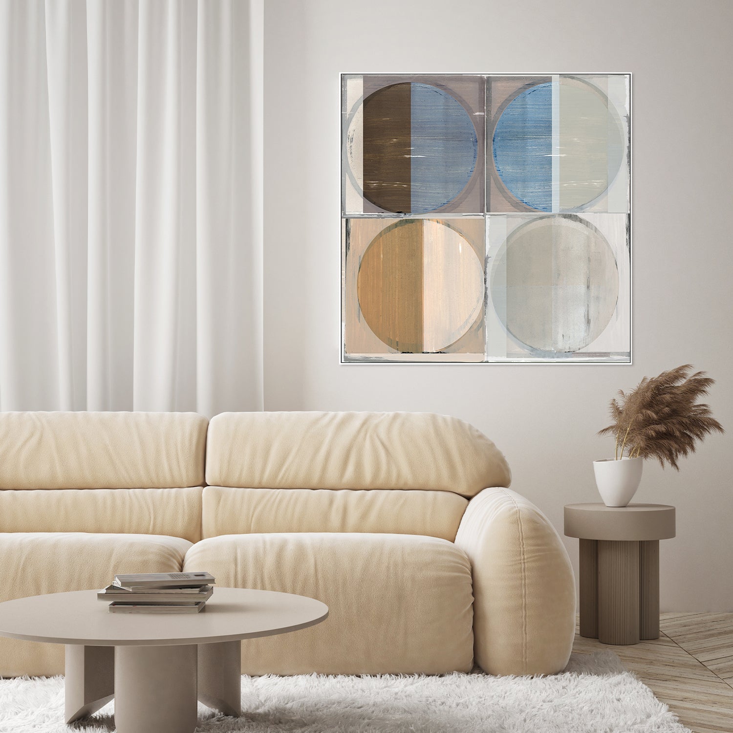 wall-art-print-canvas-poster-framed-Four Circles and Squares Art Print, Style B-7