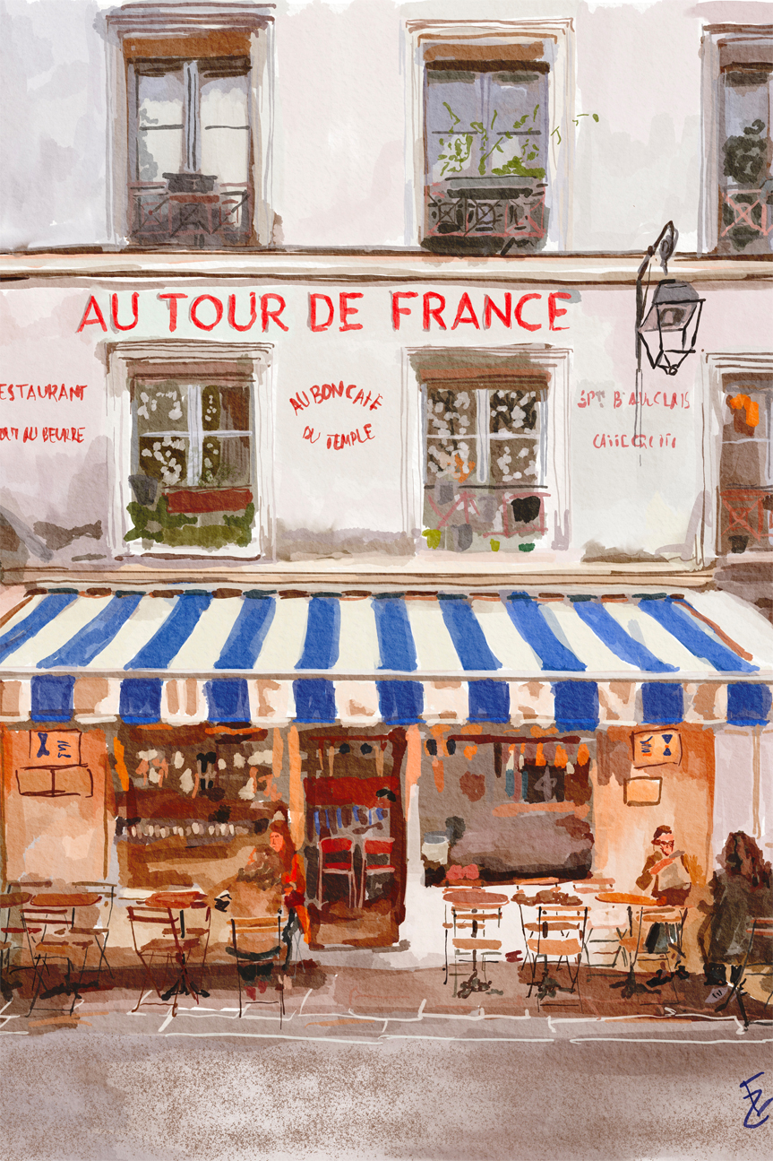 wall-art-print-canvas-poster-framed-French Bistro , By Ekaterina Zagorska-1