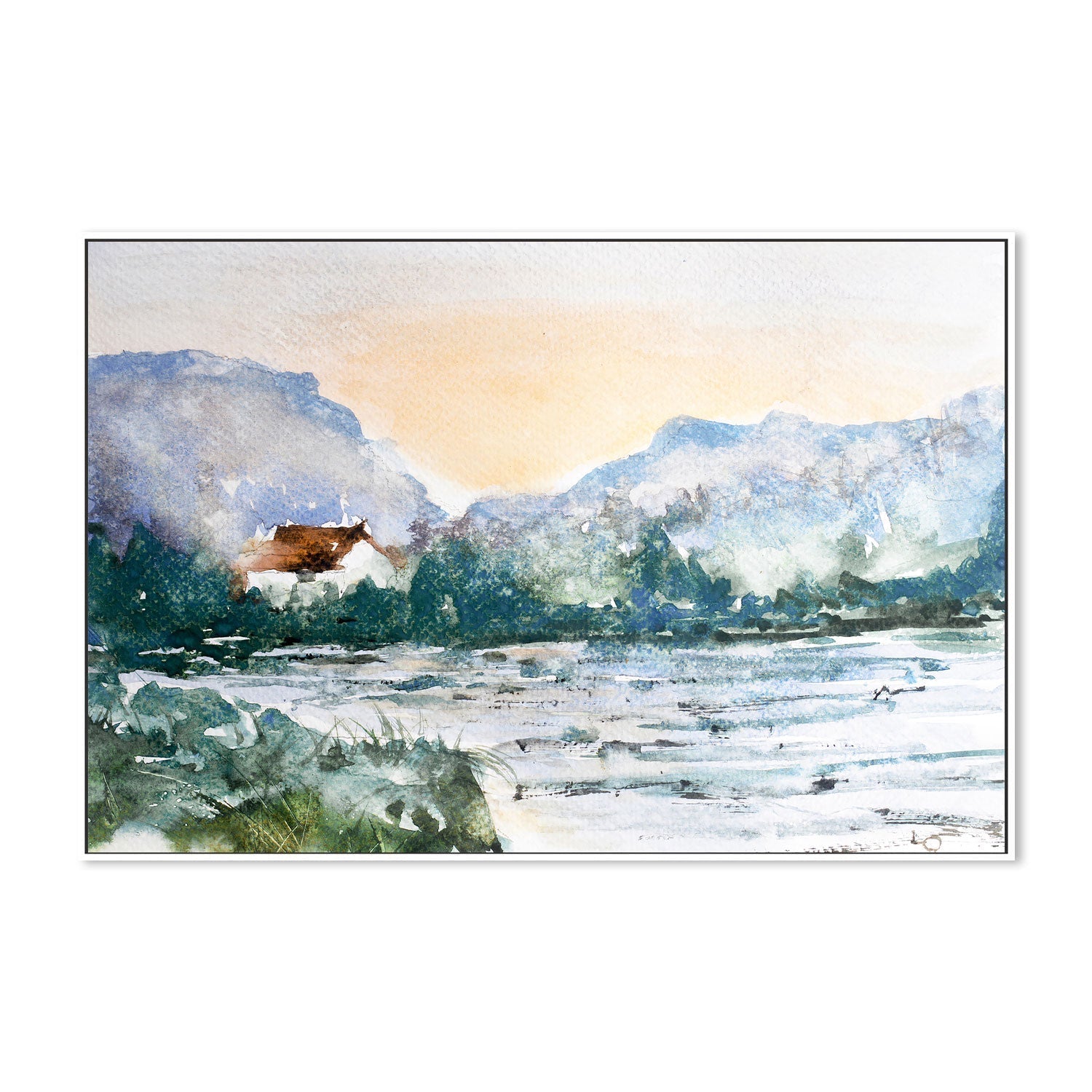 wall-art-print-canvas-poster-framed-French Mountain Landscape-by-Lilou Online Fine Arts-Gioia Wall Art