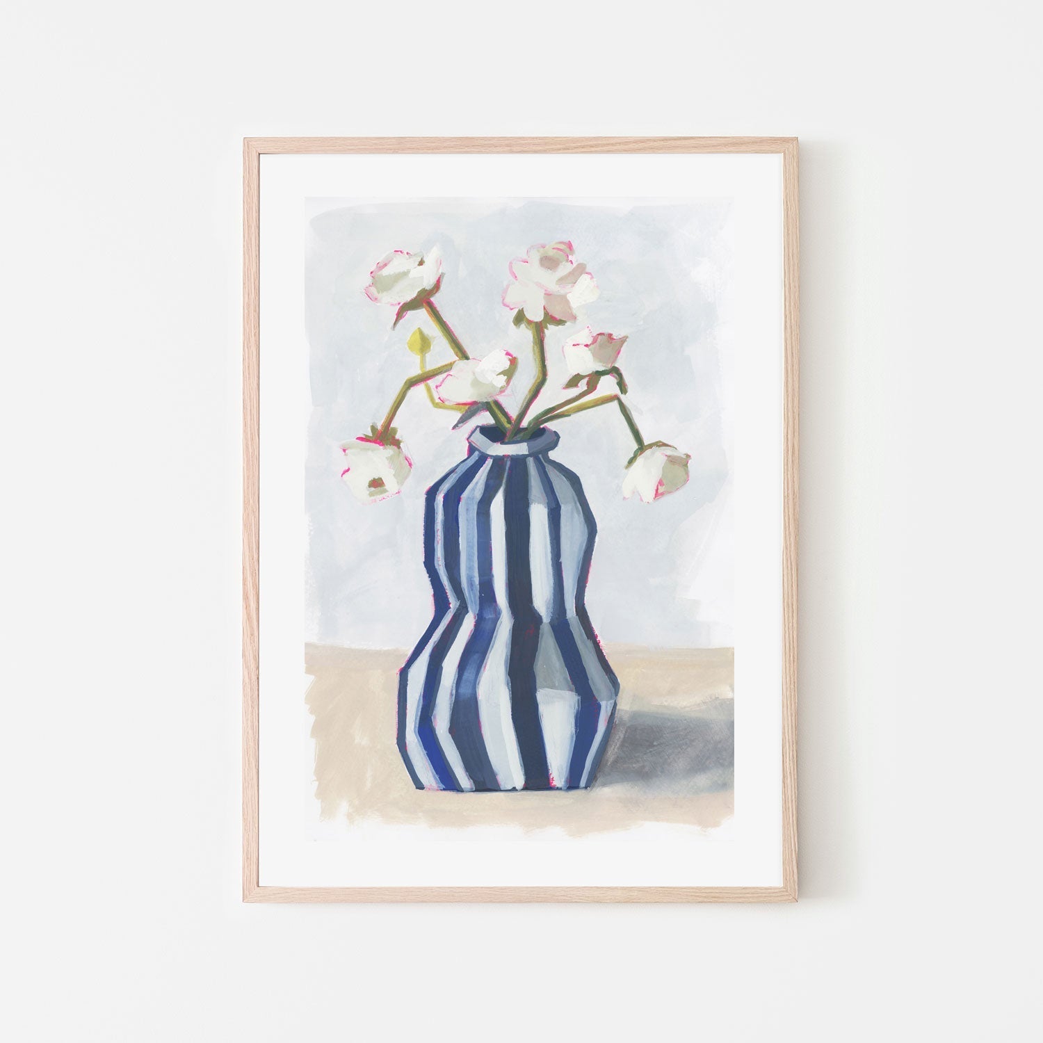 wall-art-print-canvas-poster-framed-Fresh Flowers In A Striped Vase, Style B-6