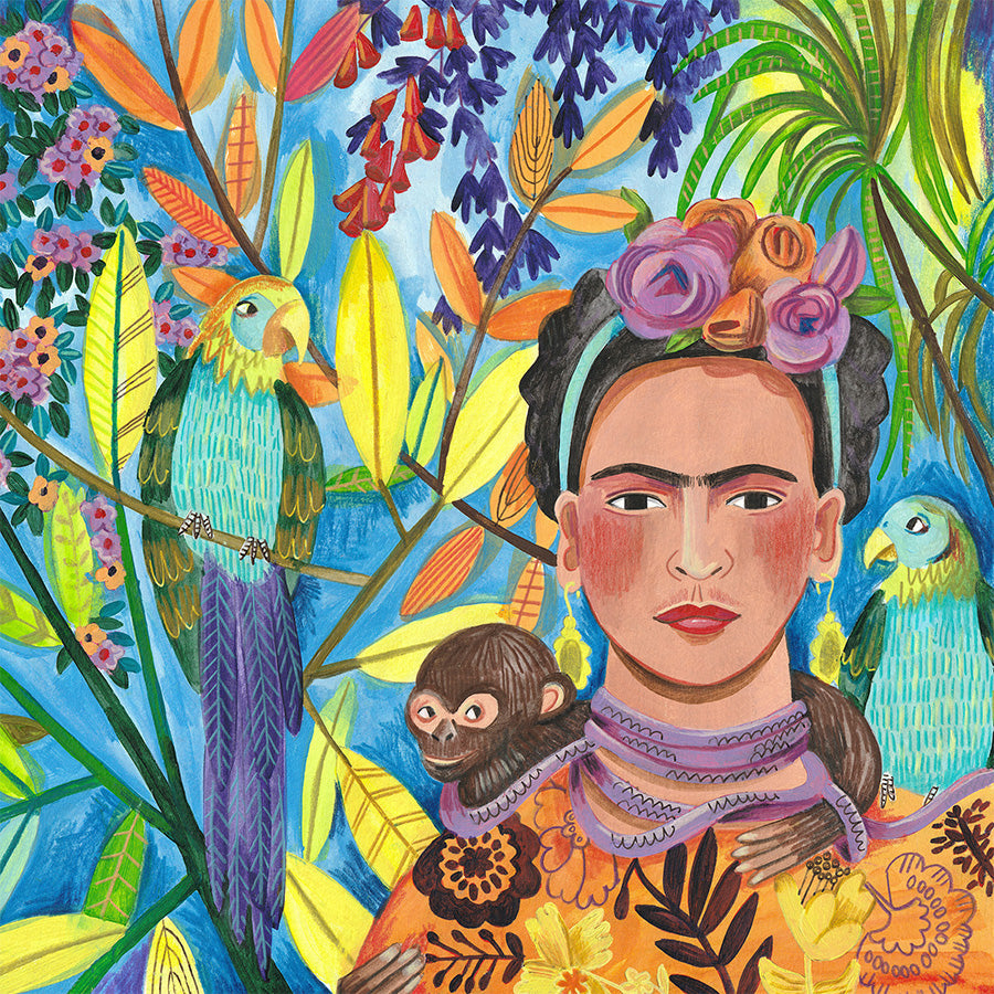 wall-art-print-canvas-poster-framed-Frida and her parrots-1