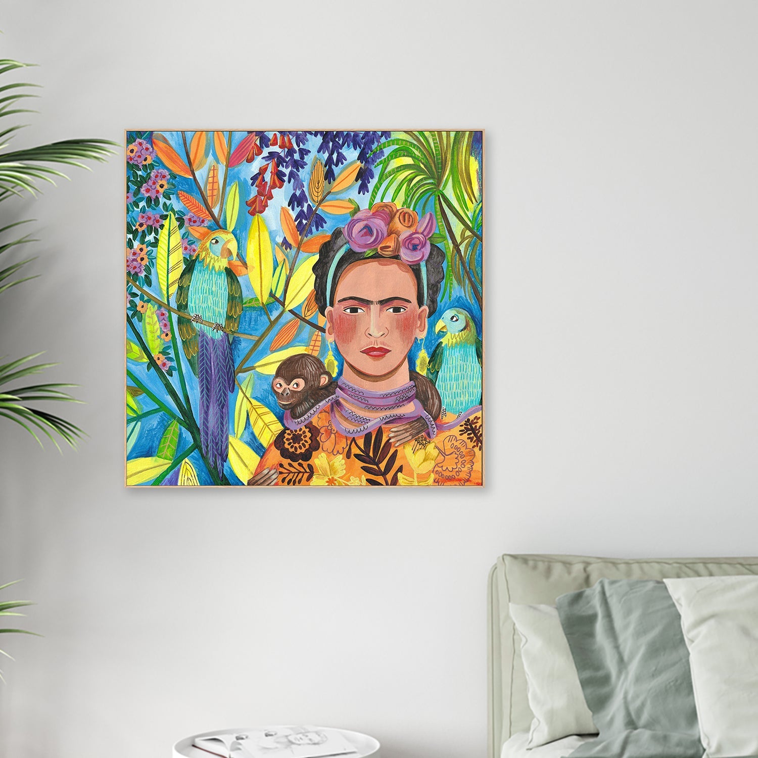 wall-art-print-canvas-poster-framed-Frida and her parrots-2