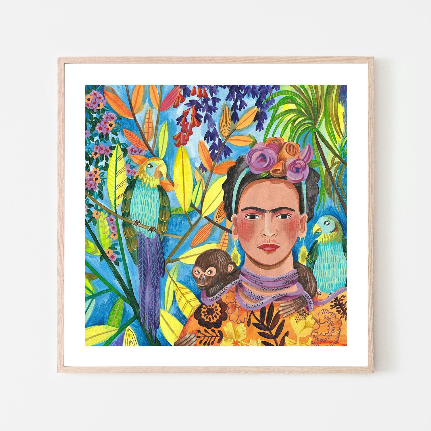 wall-art-print-canvas-poster-framed-Frida and her parrots-6