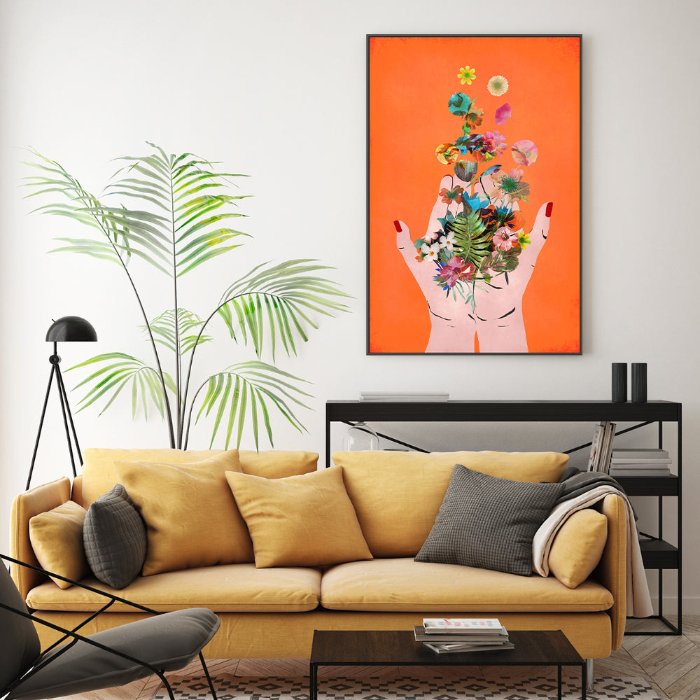 wall-art-print-canvas-poster-framed-Frida's Hand, Orange Version , By Treechild-GIOIA-WALL-ART
