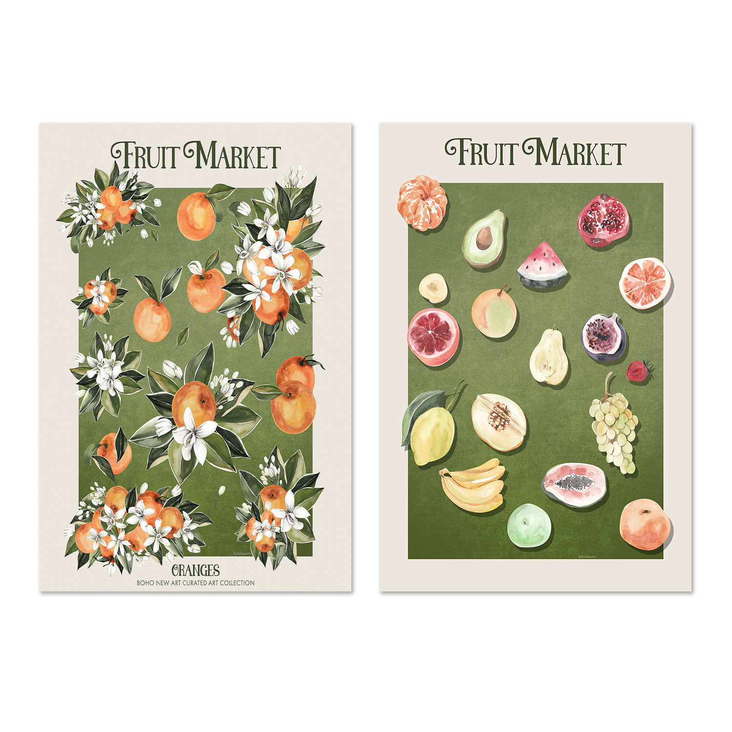 wall-art-print-canvas-poster-framed-Fruit Market Posters, Set Of 2 , By Emel Tunaboylu-GIOIA-WALL-ART