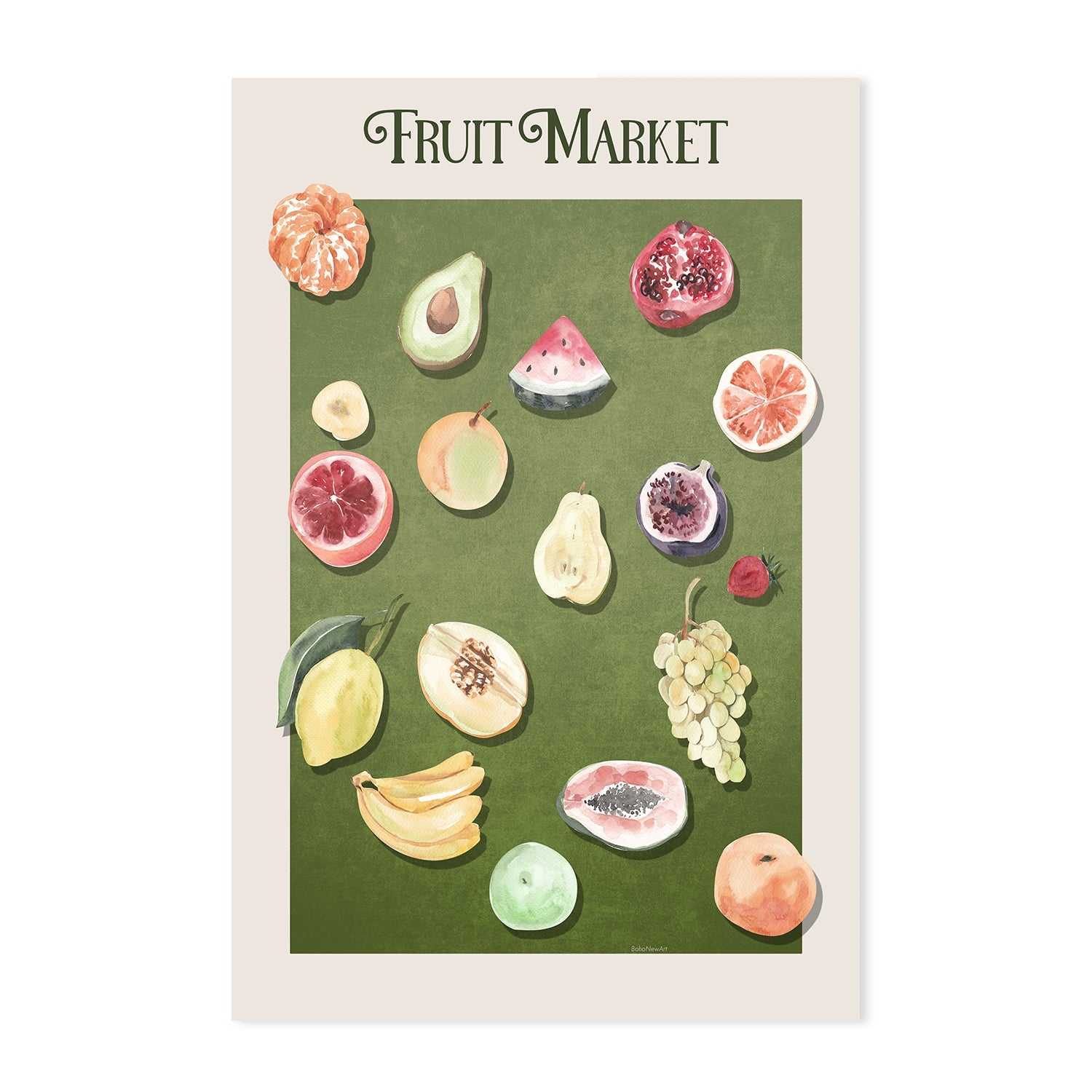 wall-art-print-canvas-poster-framed-Fruit Market Posters, Set Of 2 , By Emel Tunaboylu-GIOIA-WALL-ART