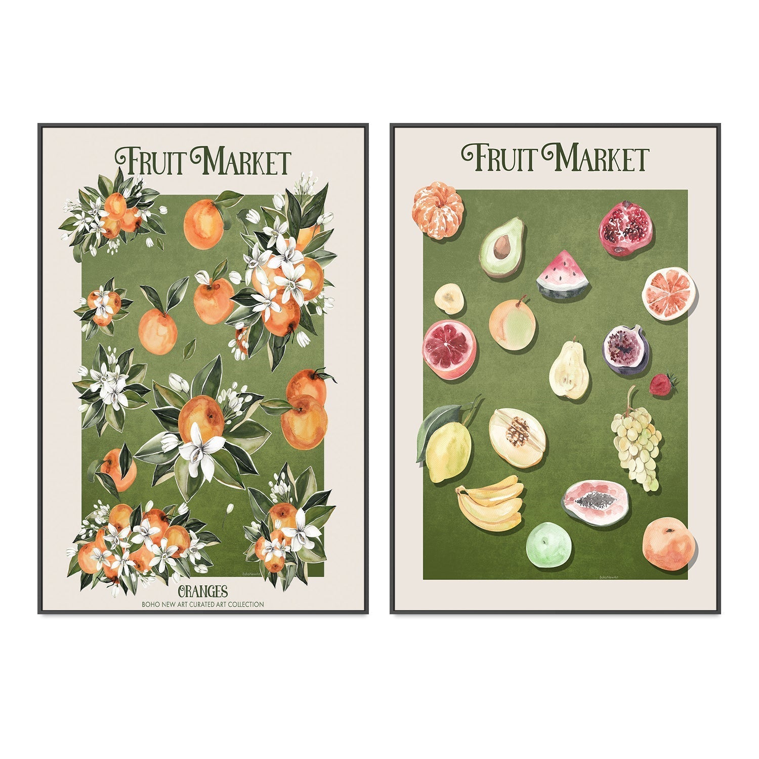 wall-art-print-canvas-poster-framed-Fruit Market Posters, Set Of 2 , By Emel Tunaboylu-GIOIA-WALL-ART