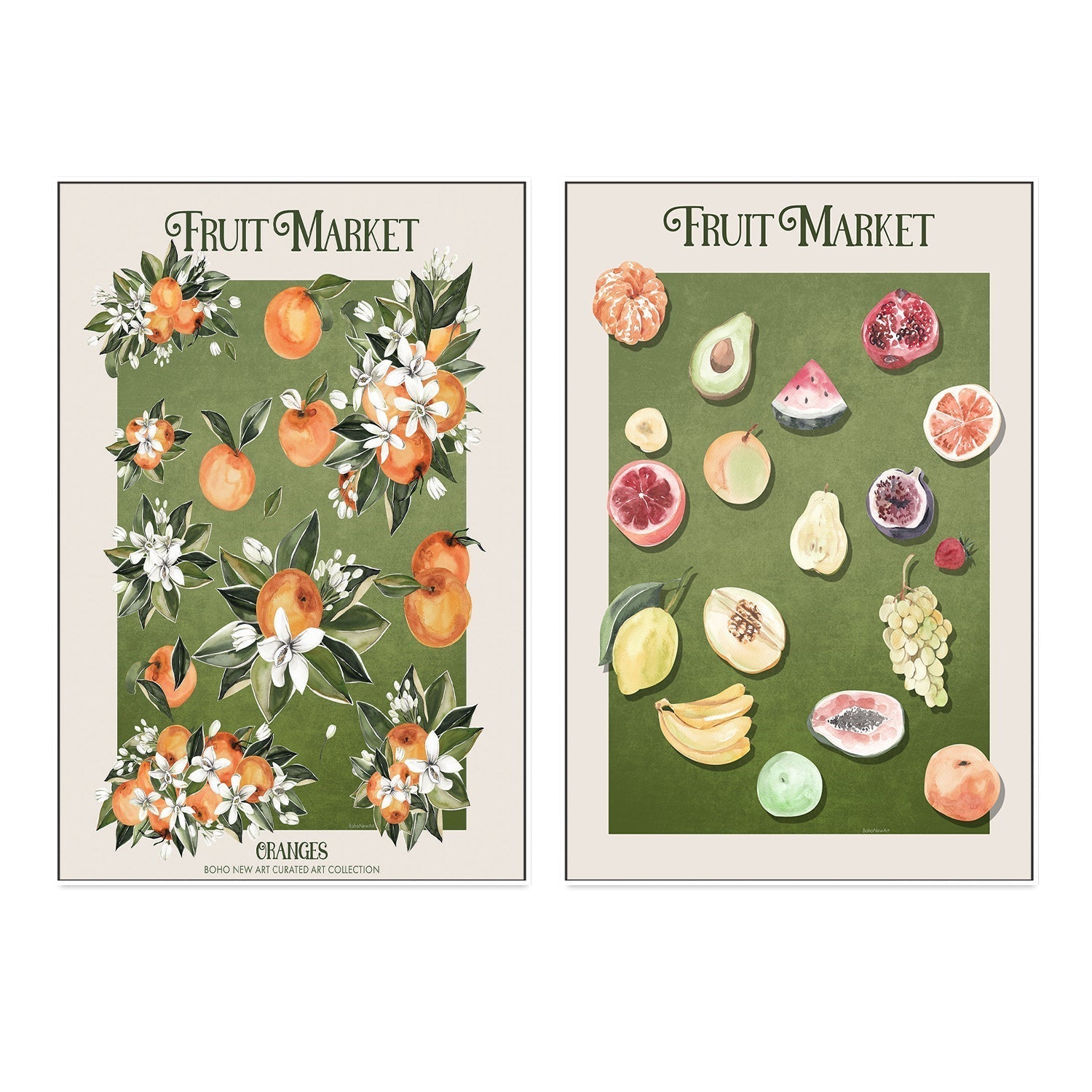wall-art-print-canvas-poster-framed-Fruit Market Posters, Set Of 2 , By Emel Tunaboylu-GIOIA-WALL-ART