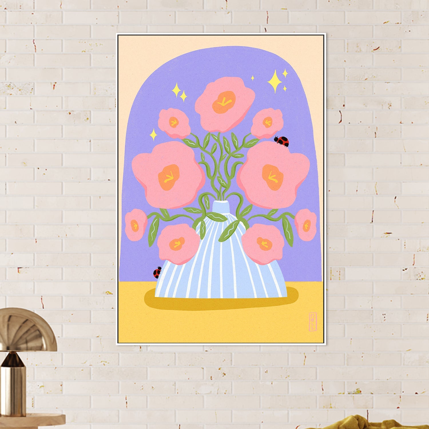 wall-art-print-canvas-poster-framed-Fun Flowers in a Vase Illustration-2