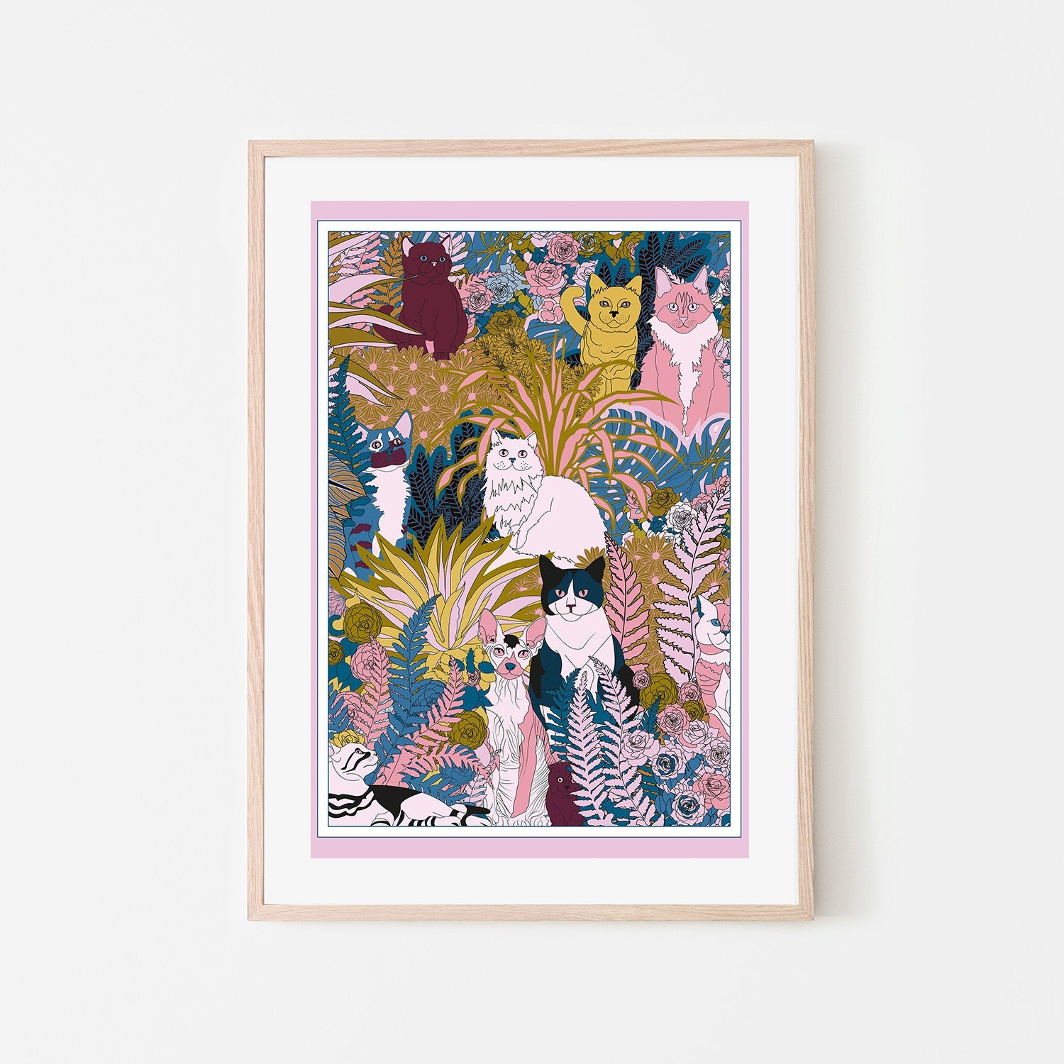 wall-art-print-canvas-poster-framed-Garden Cats-6