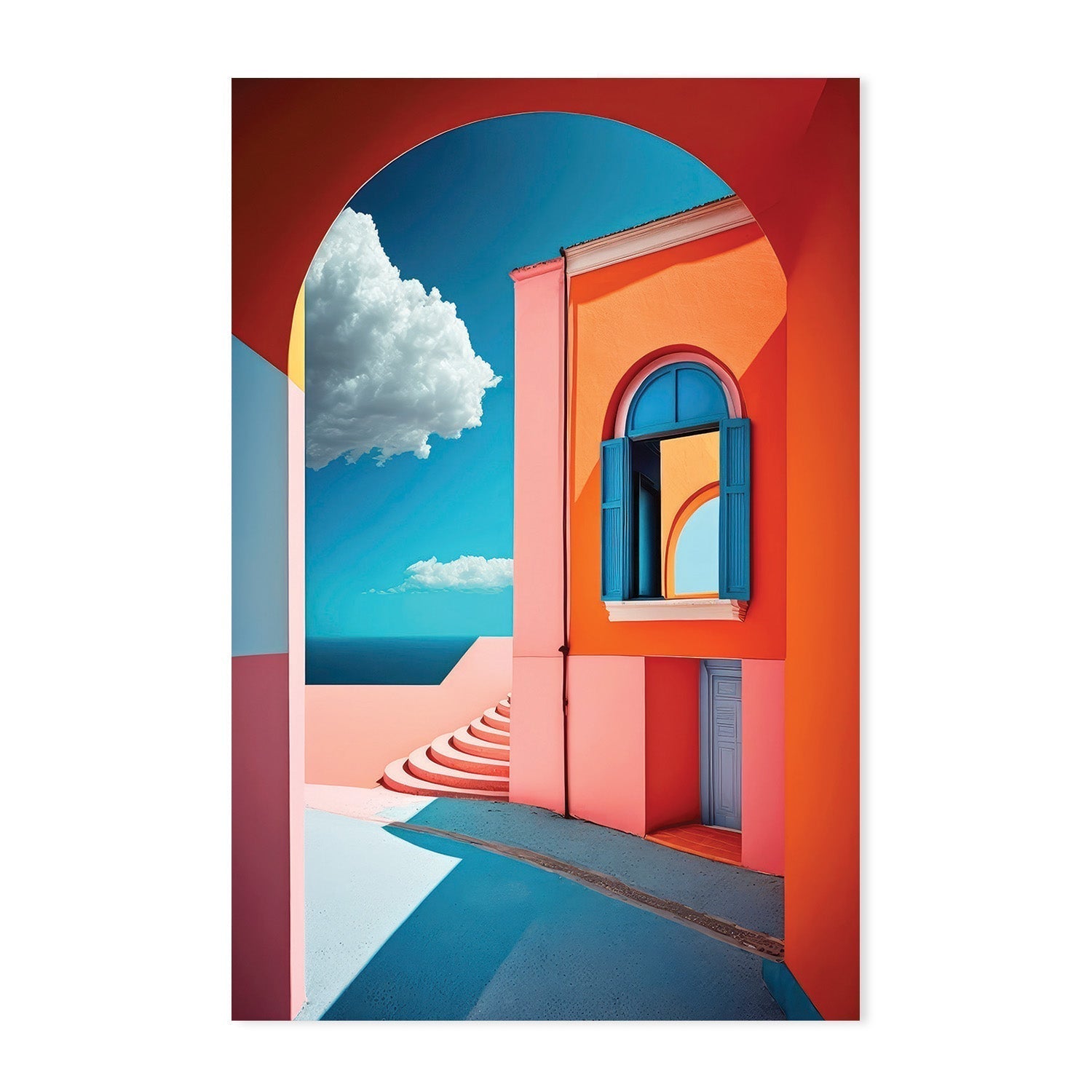 wall-art-print-canvas-poster-framed-Geometric Town, Set Of 2 , By Treechild-GIOIA-WALL-ART