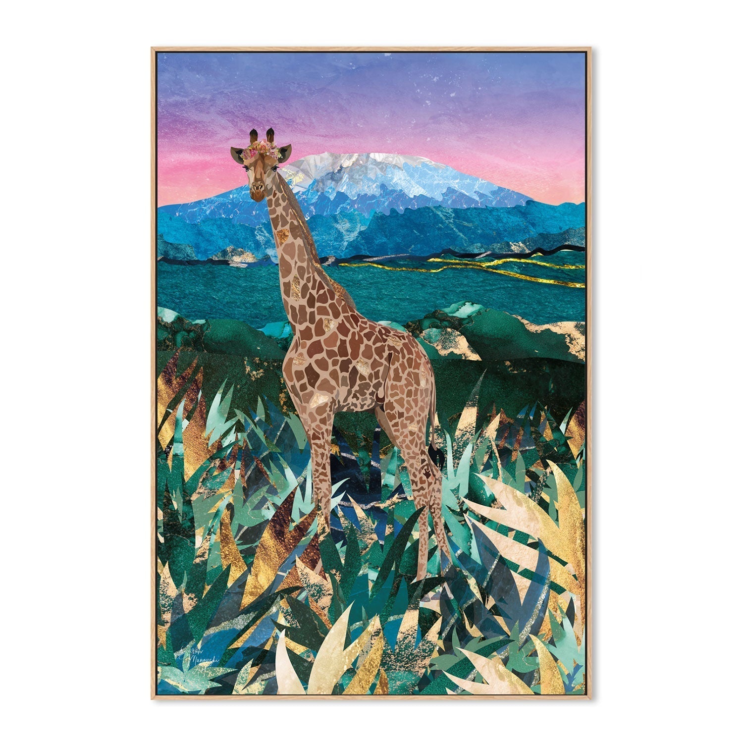 wall-art-print-canvas-poster-framed-Giraffe In The Savannah , By Sarah Manovski-GIOIA-WALL-ART