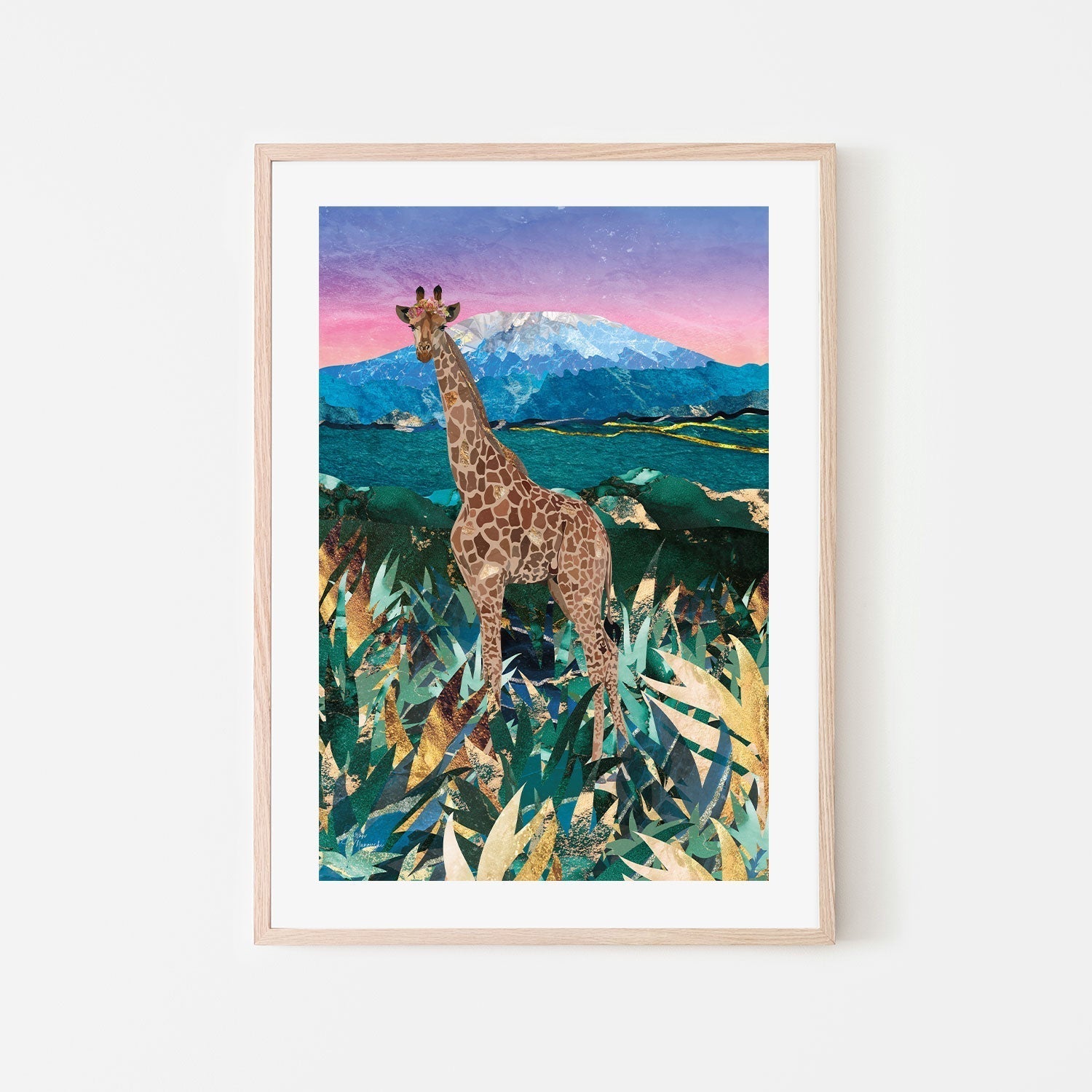 wall-art-print-canvas-poster-framed-Giraffe In The Savannah , By Sarah Manovski-GIOIA-WALL-ART