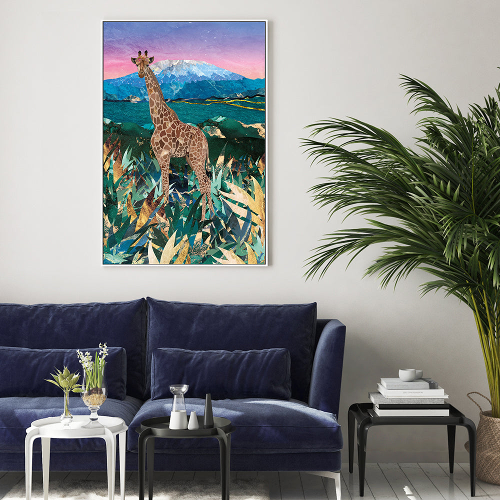 wall-art-print-canvas-poster-framed-Giraffe In The Savannah , By Sarah Manovski-GIOIA-WALL-ART