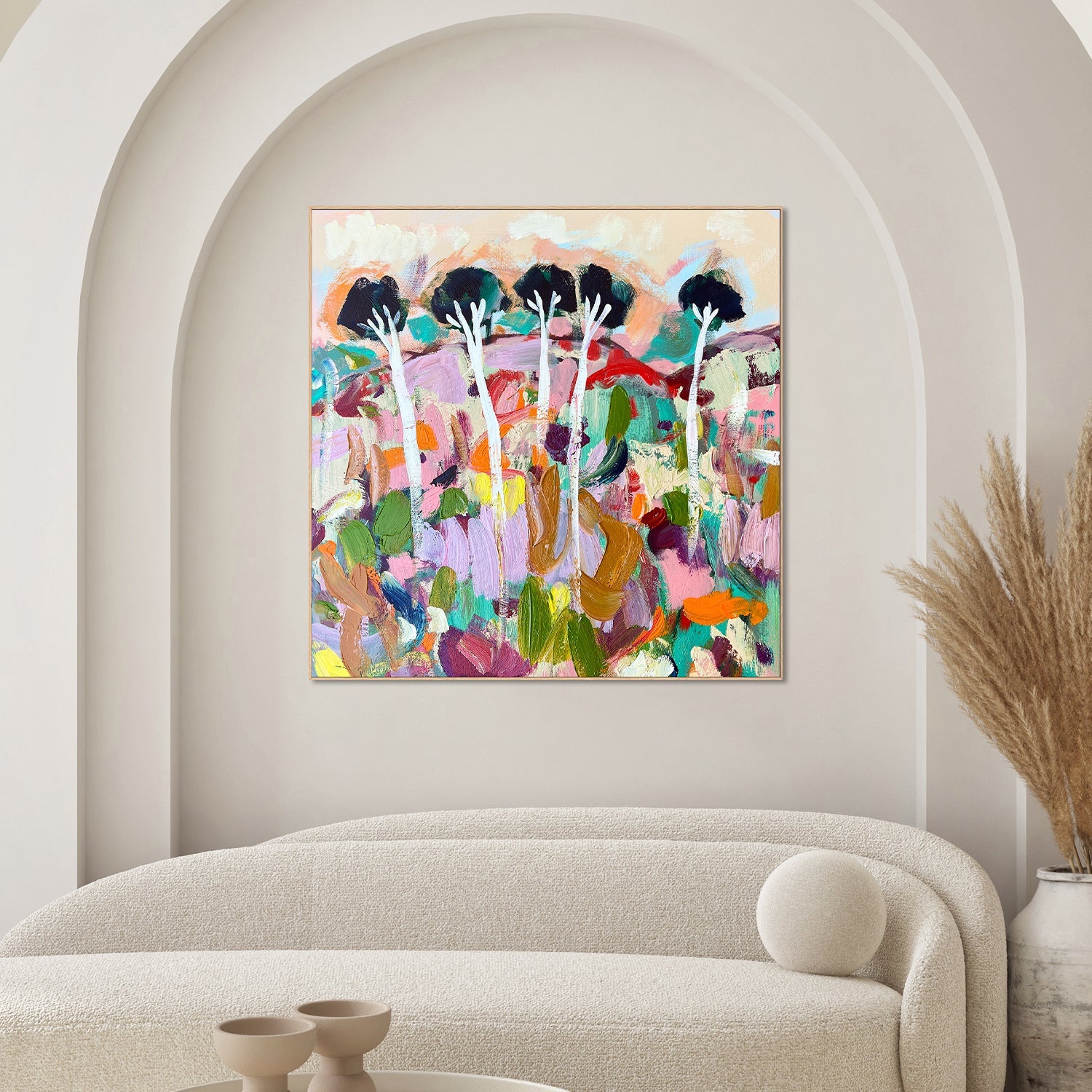 wall-art-print-canvas-poster-framed-Giraffe Trees-2
