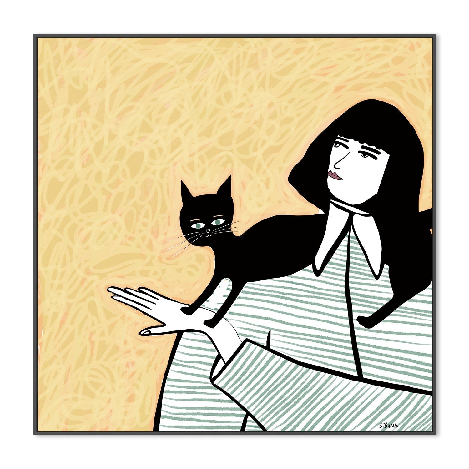 wall-art-print-canvas-poster-framed-Girl And Cat , By Sharyn Bursic-3