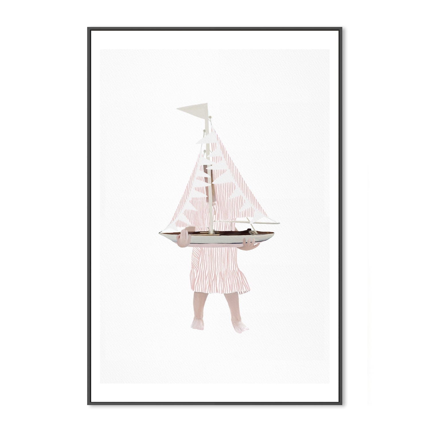 wall-art-print-canvas-poster-framed-Girl Holding Saiboat Pink , By Leah Straatsma-3