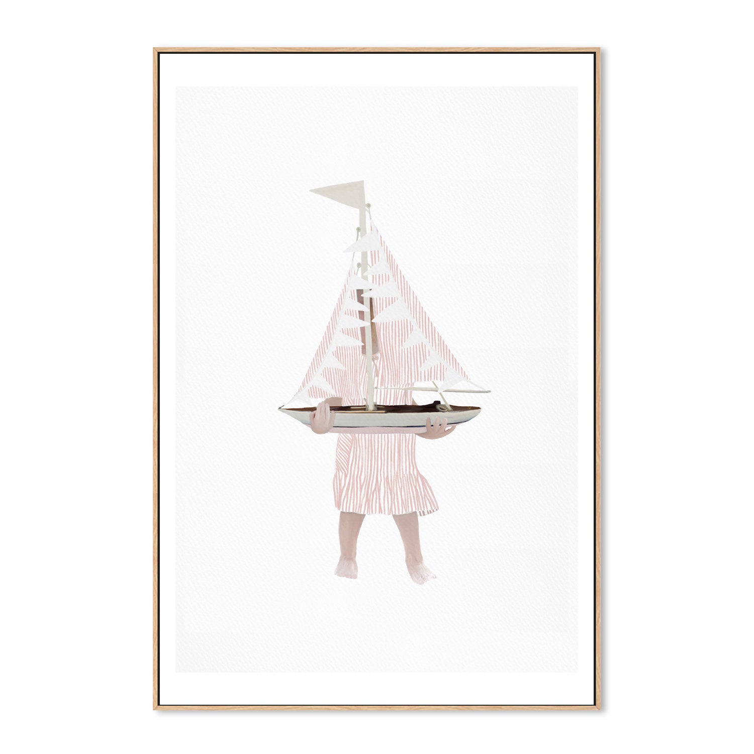 wall-art-print-canvas-poster-framed-Girl Holding Saiboat Pink , By Leah Straatsma-4