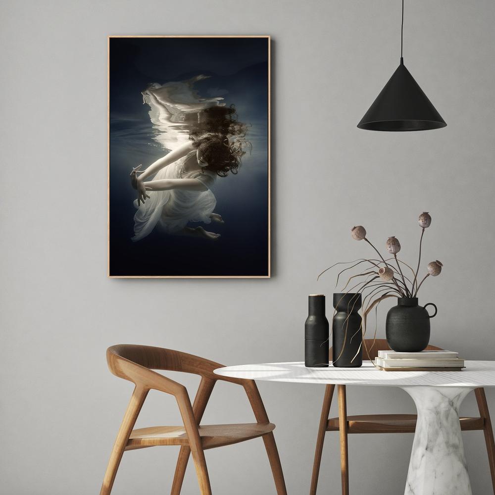 wall-art-print-canvas-poster-framed-Girl In The Dress Underwater, By Dmitry Laudin-by-Plus X Studio-Gioia Wall Art