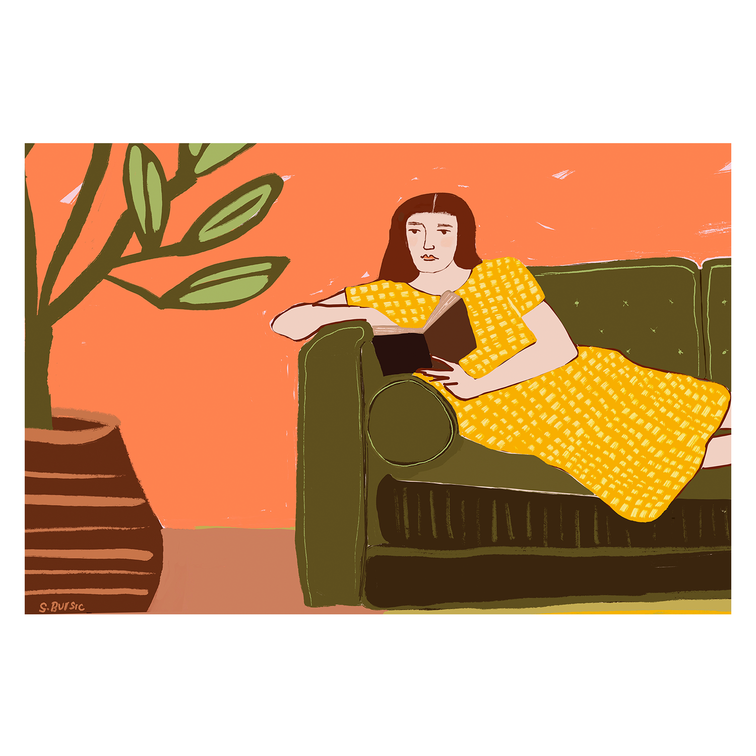 wall-art-print-canvas-poster-framed-Girl Reading , By Sharyn Bursic-1
