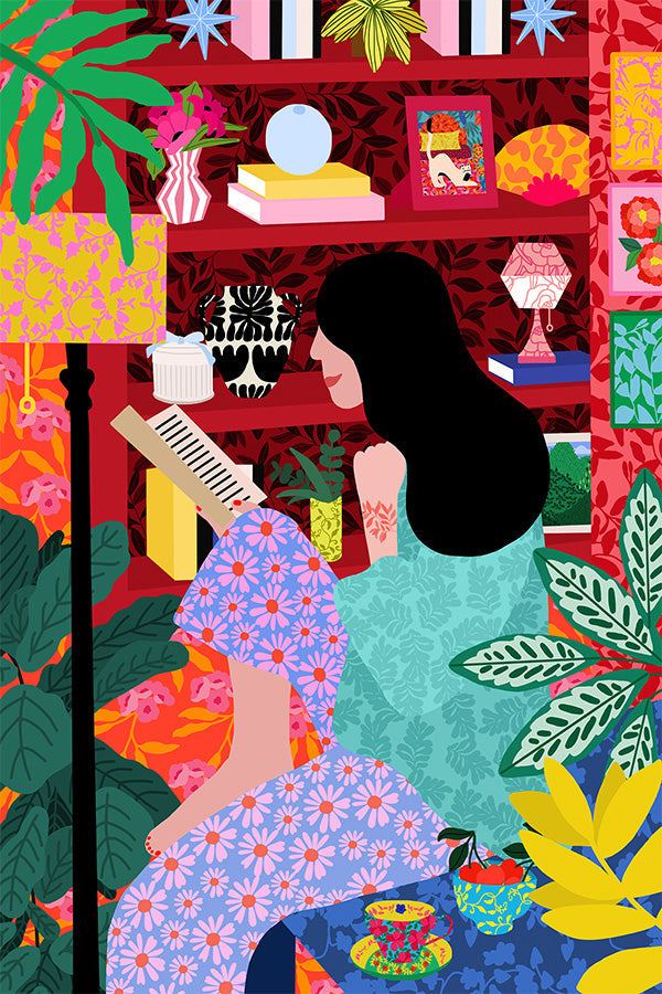 wall-art-print-canvas-poster-framed-Girl Reading Her Favorite Book-1