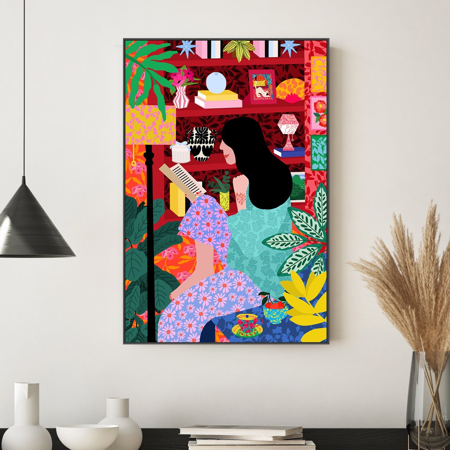 wall-art-print-canvas-poster-framed-Girl Reading Her Favorite Book-2