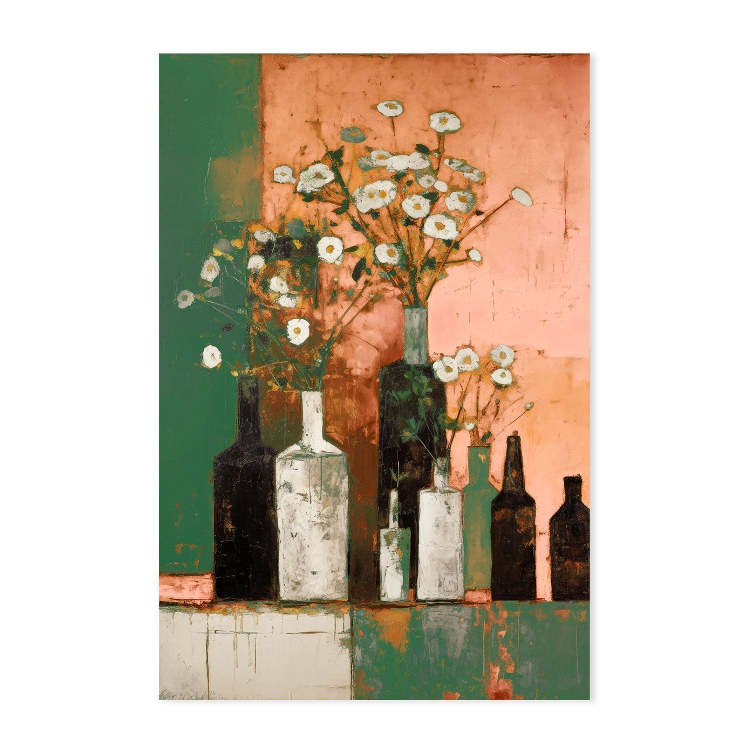 wall-art-print-canvas-poster-framed-Glass Bottle Vases, Style A , By Treechild-GIOIA-WALL-ART