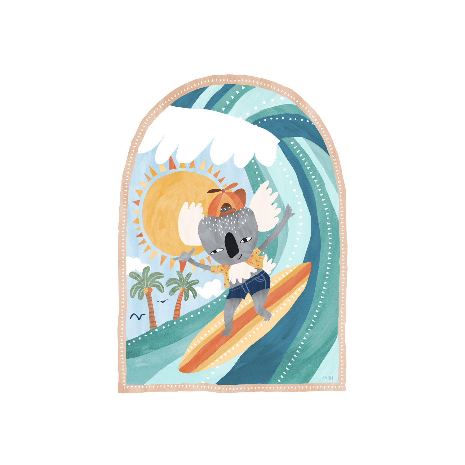 wall-art-print-canvas-poster-framed-Going Coconuts, Koala Surf , By Pip and Phee-1