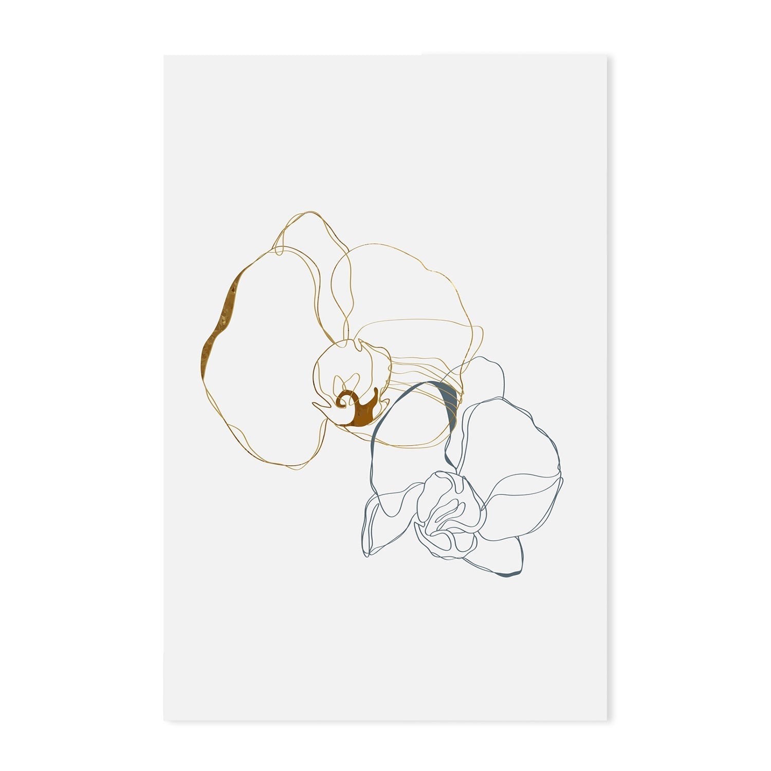 wall-art-print-canvas-poster-framed-Gold And Navy Floral Lines, Style B-GIOIA-WALL-ART