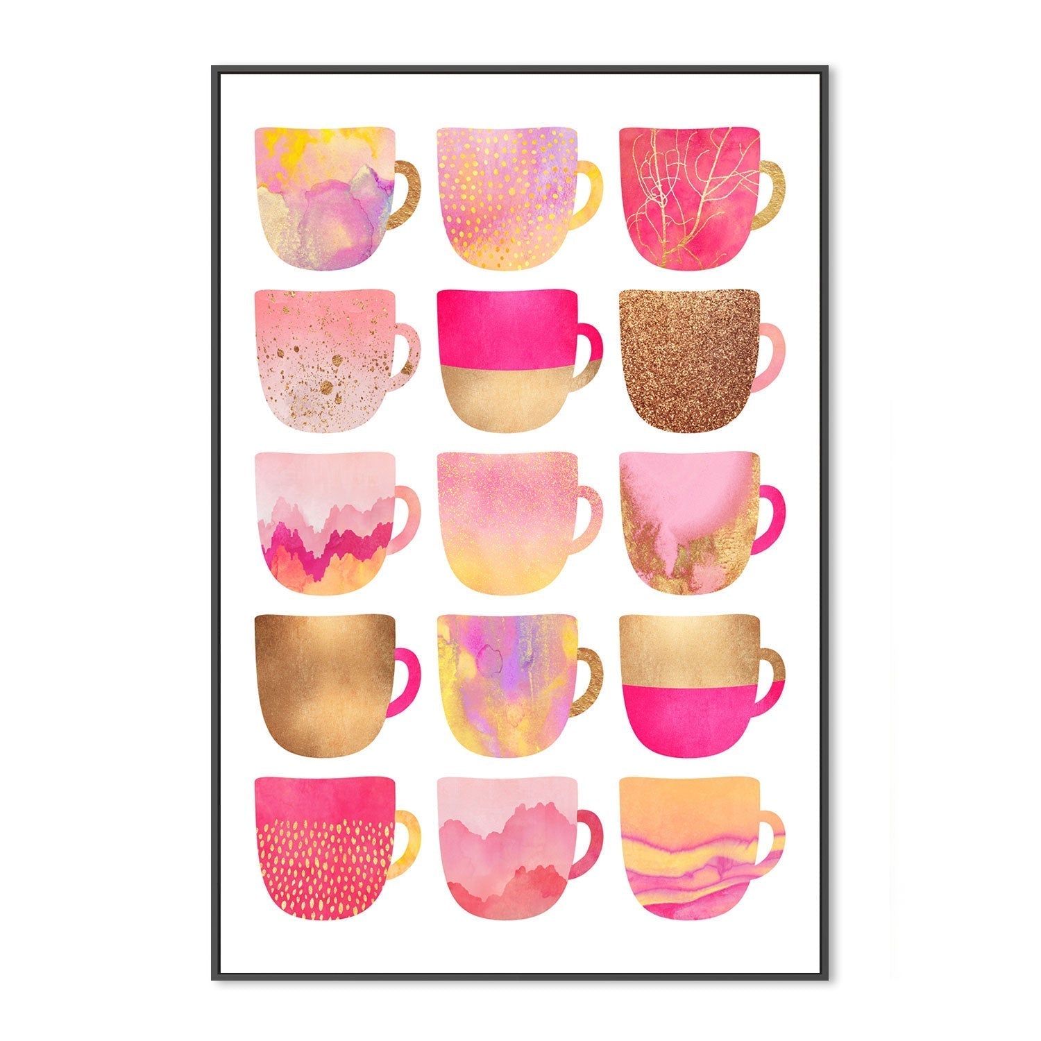 wall-art-print-canvas-poster-framed-Gold and Pink Coffee Cups-GIOIA-WALL-ART
