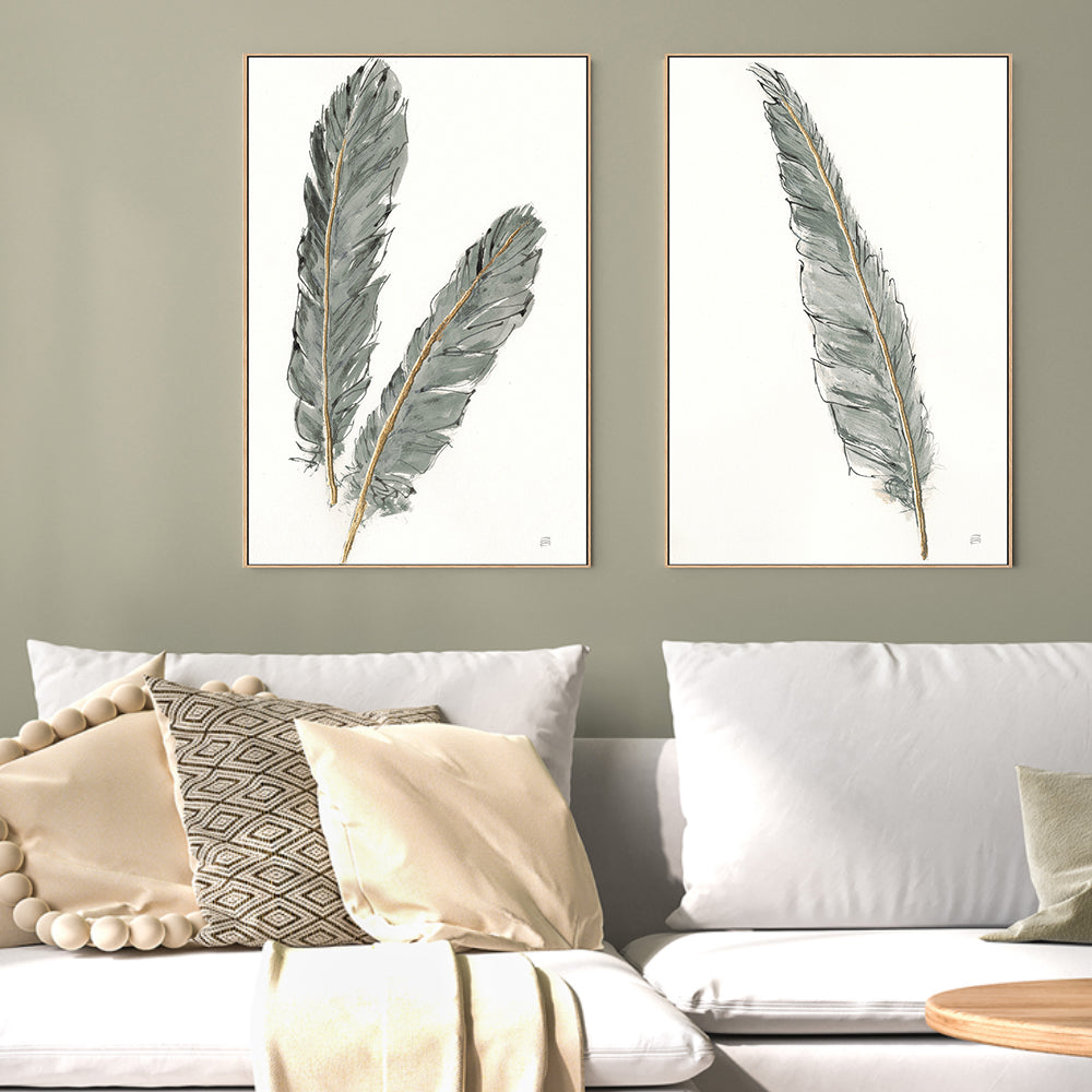 wall-art-print-canvas-poster-framed-Gold Feathers, Style A & B, Set Of 2 , By Lisa Audit-GIOIA-WALL-ART